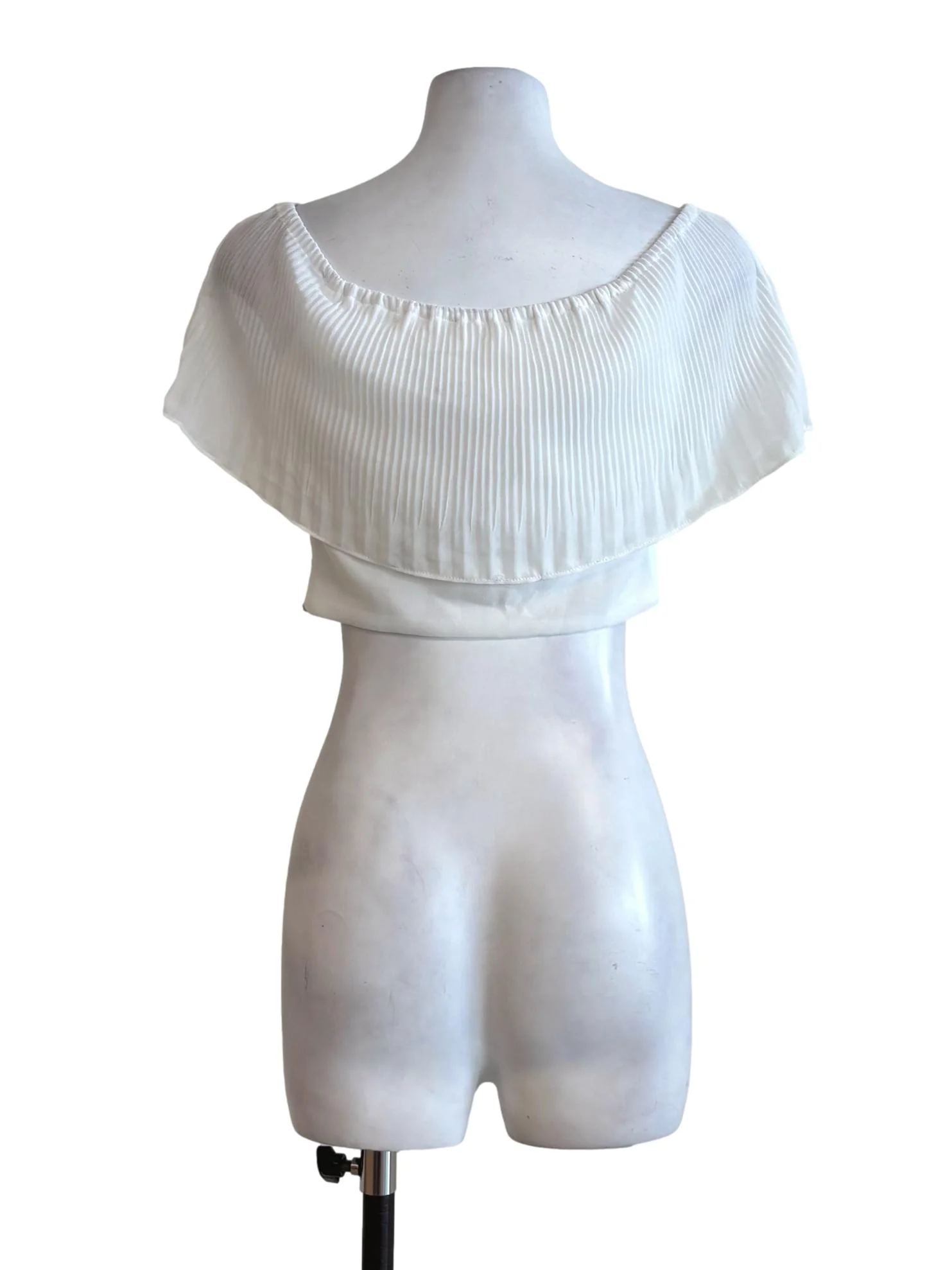 Powder White Cowl Crop Top - Image 2