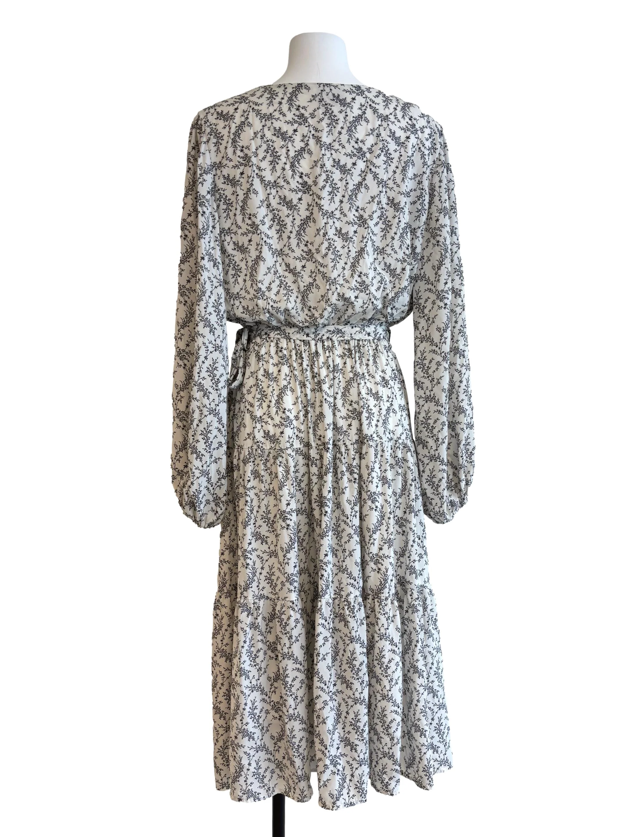 Powder White Floral A-Line Dress - Image 2