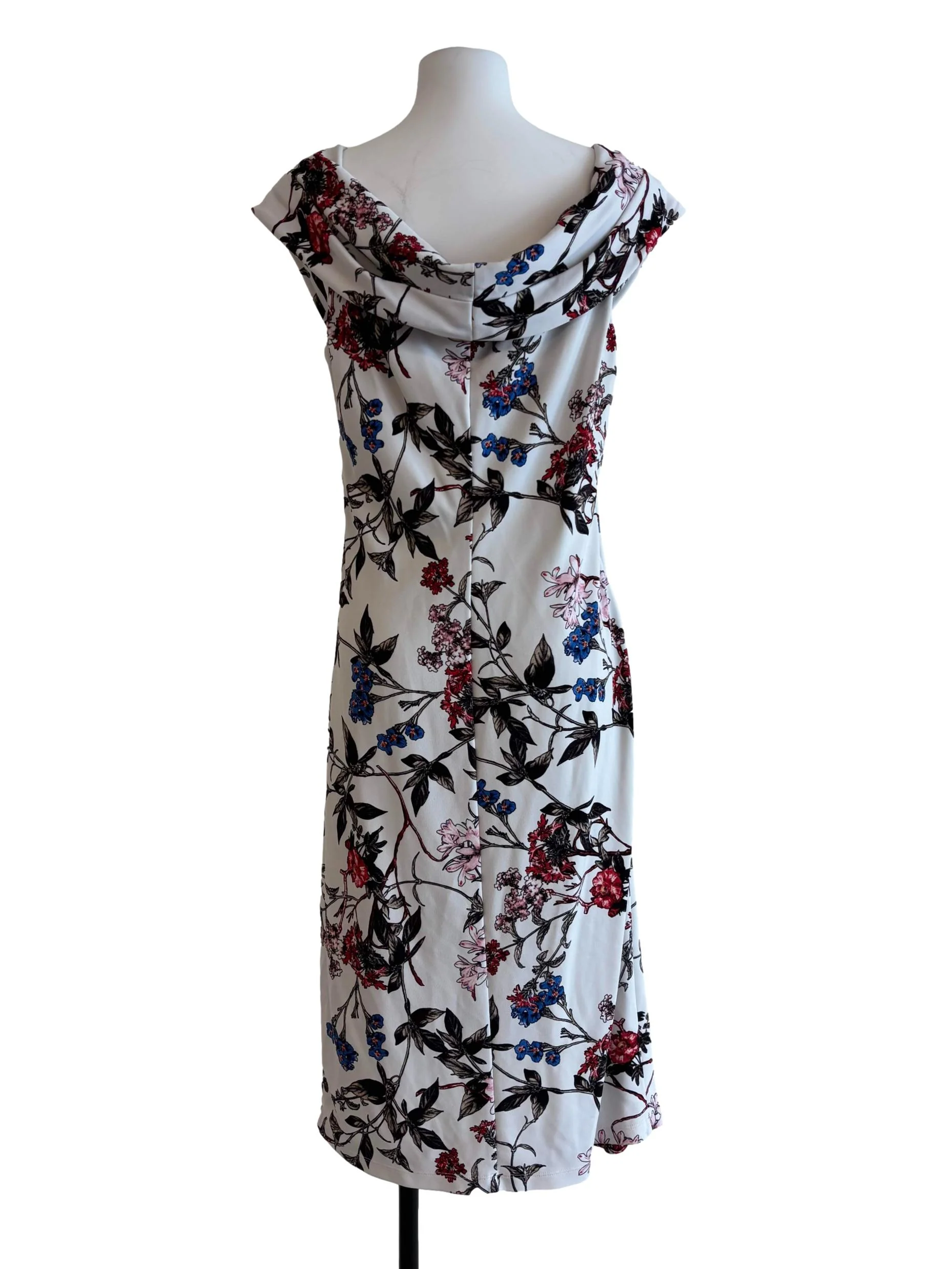 Powder White Floral Ruched Dress - Image 2