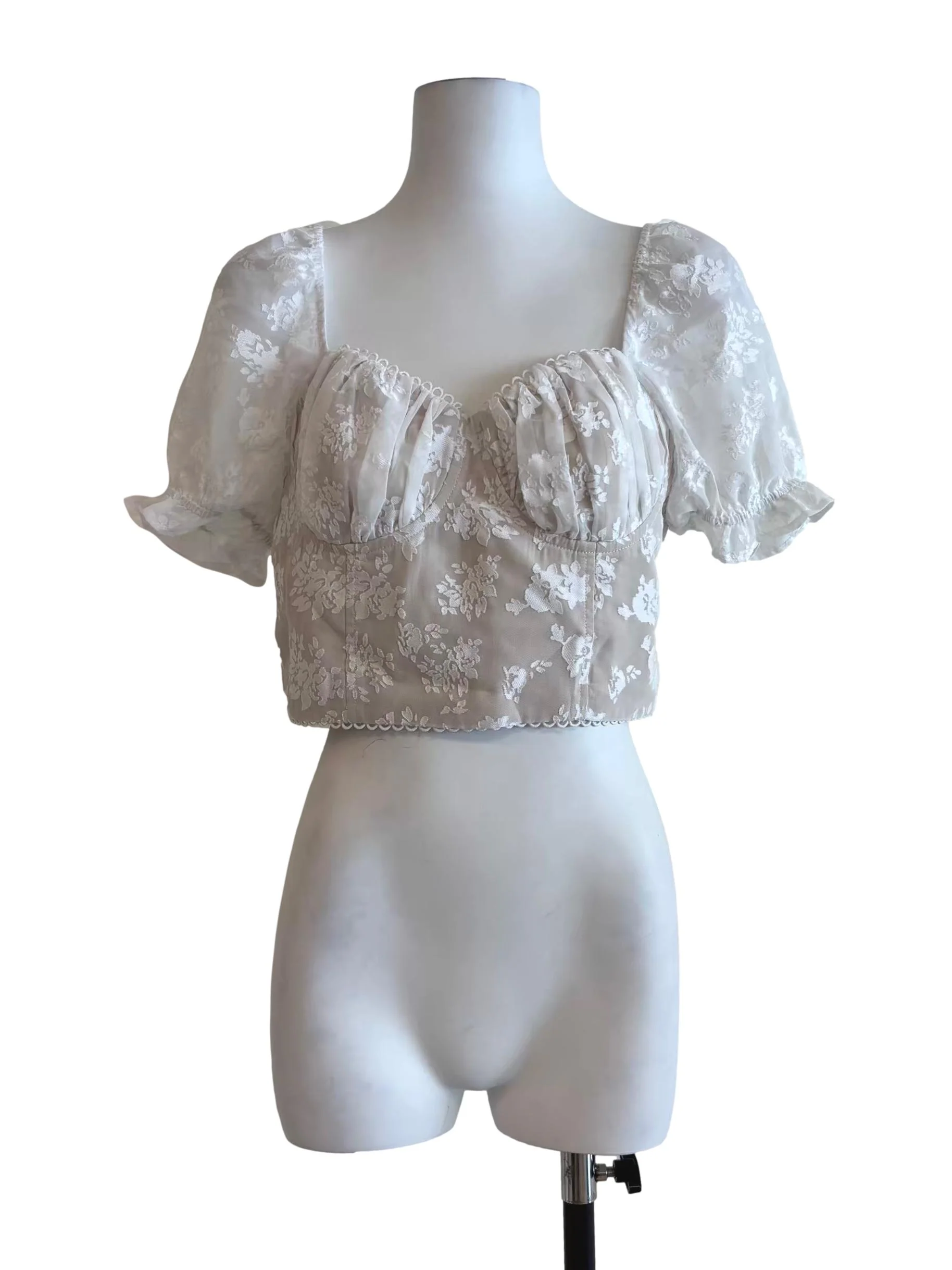 Powder White Lined Sweetheart Top