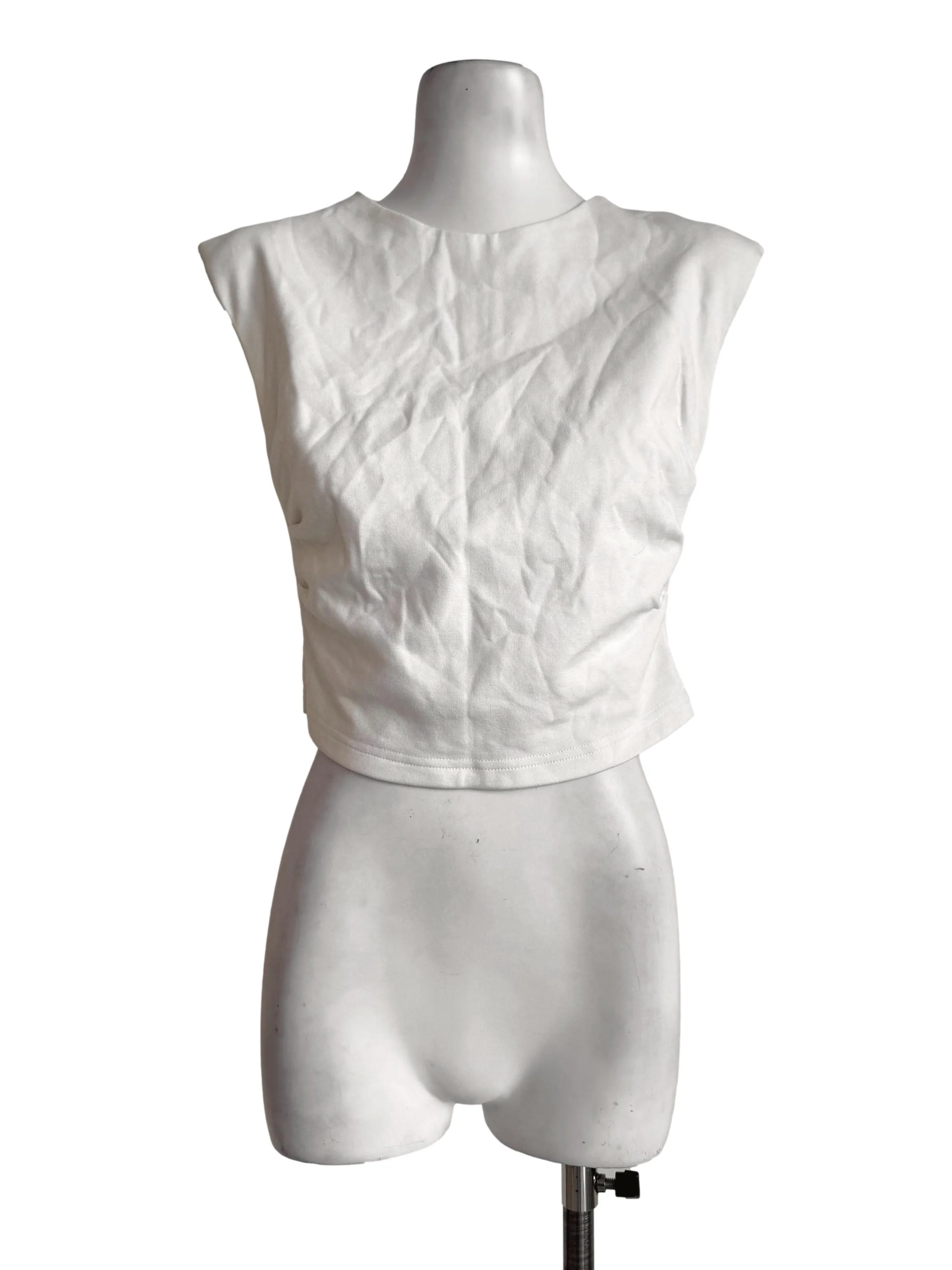 Powder White Padded Shoulder Top