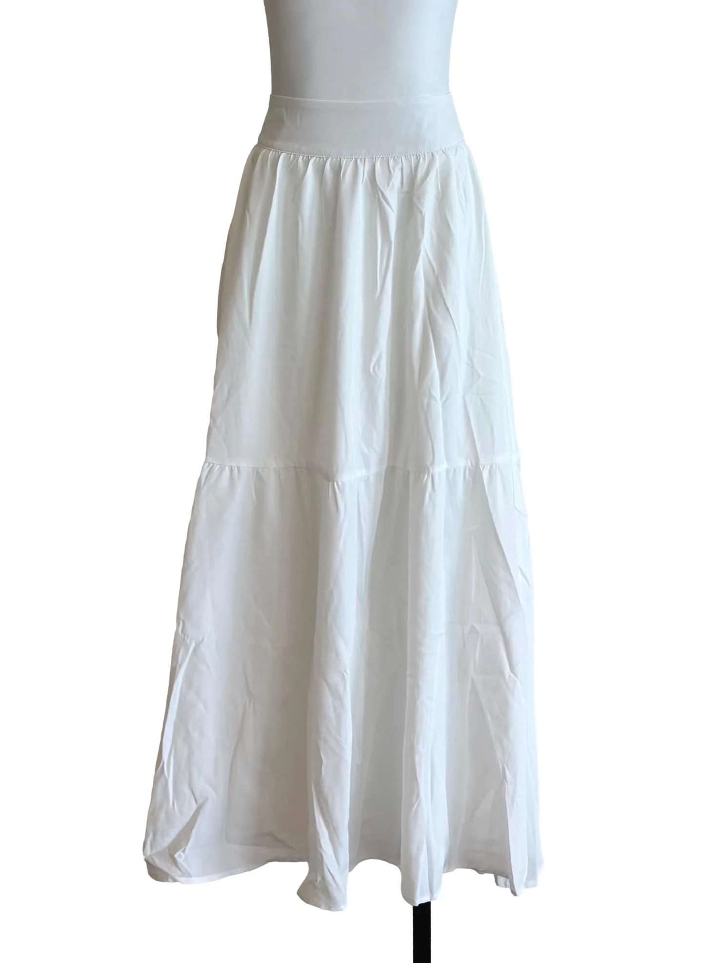 Powder White Plain Maxi Skirt