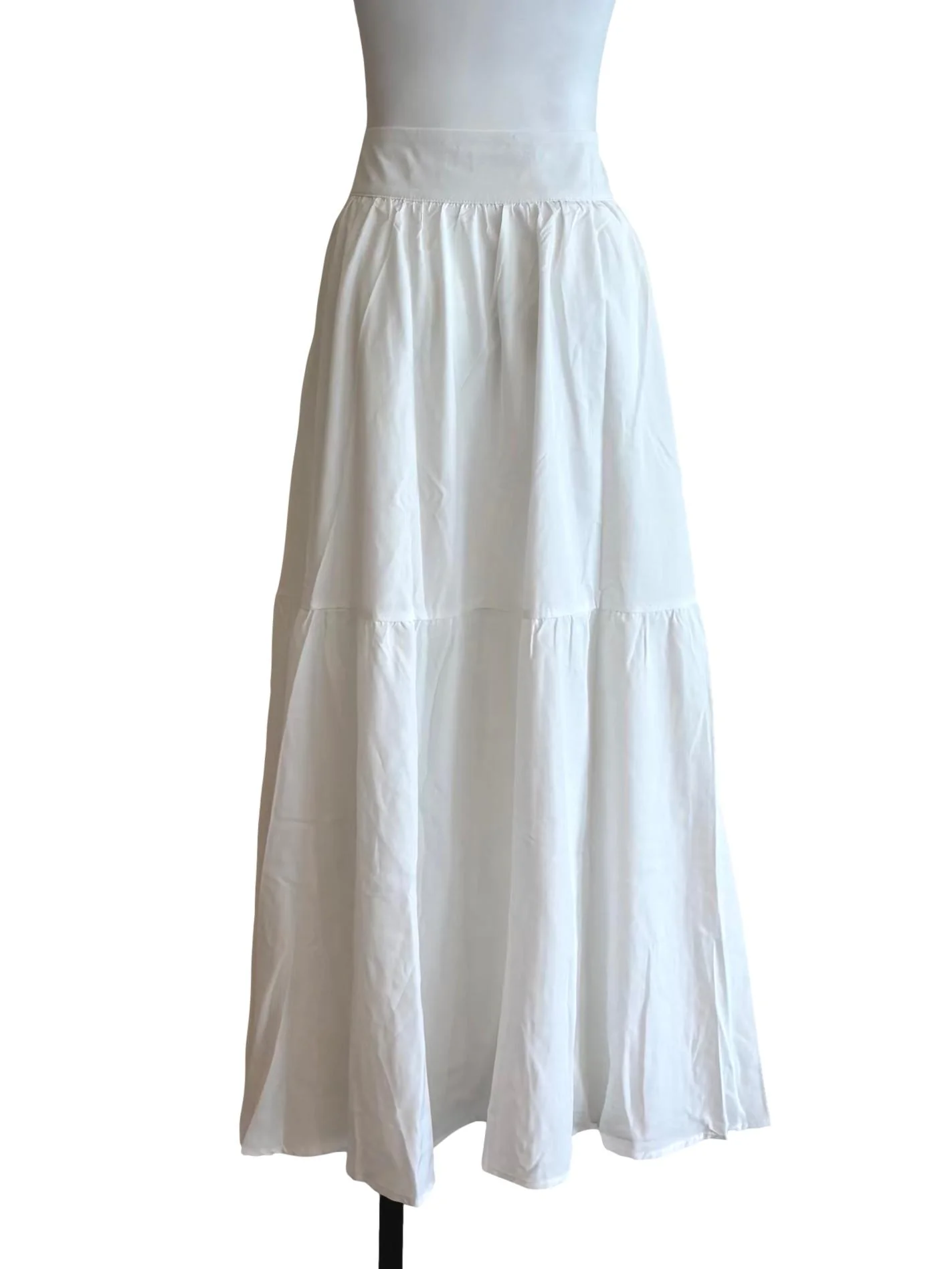 Powder White Plain Maxi Skirt - Image 2
