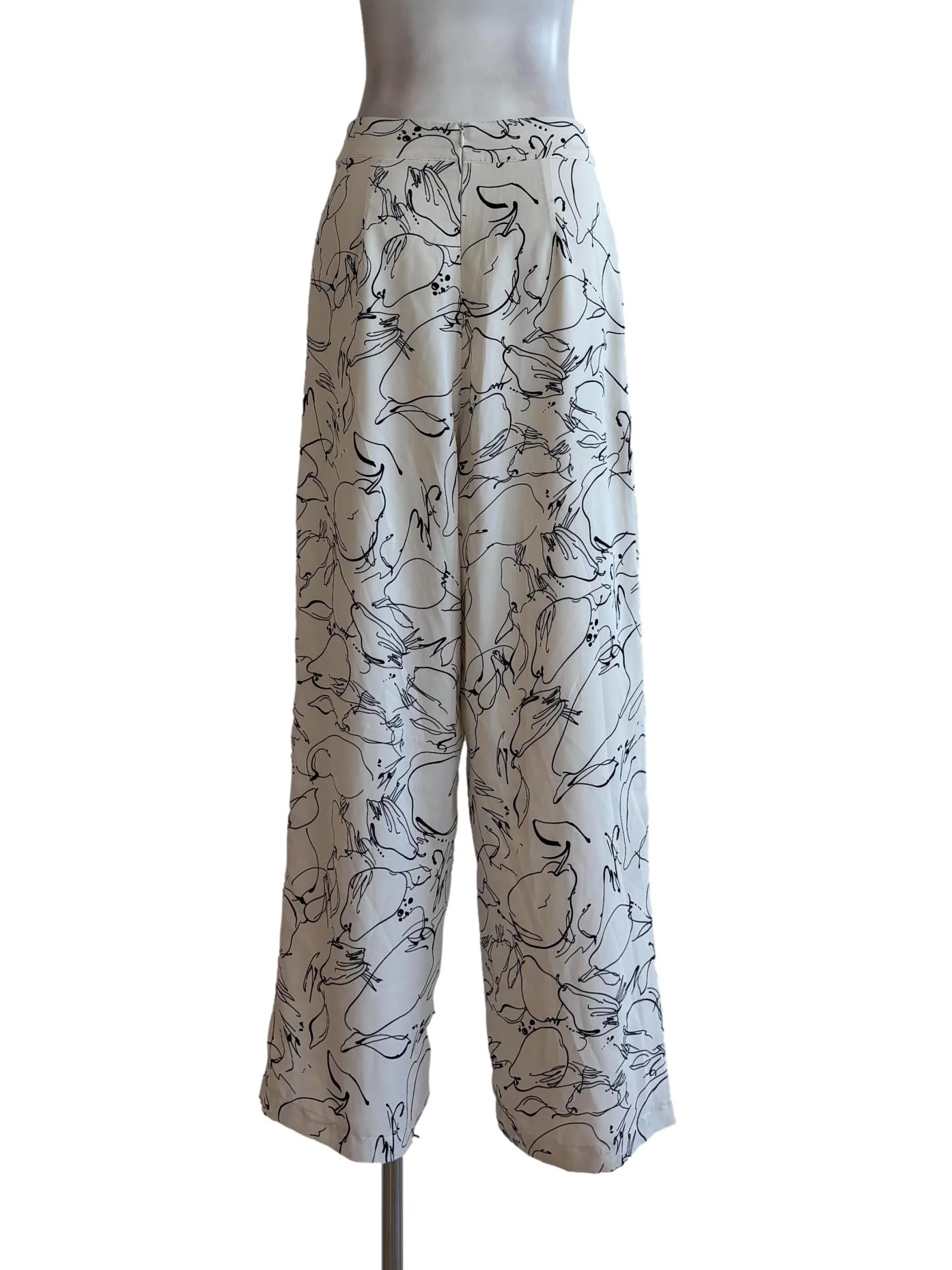 Powder White Printed Straight Pants - Image 2