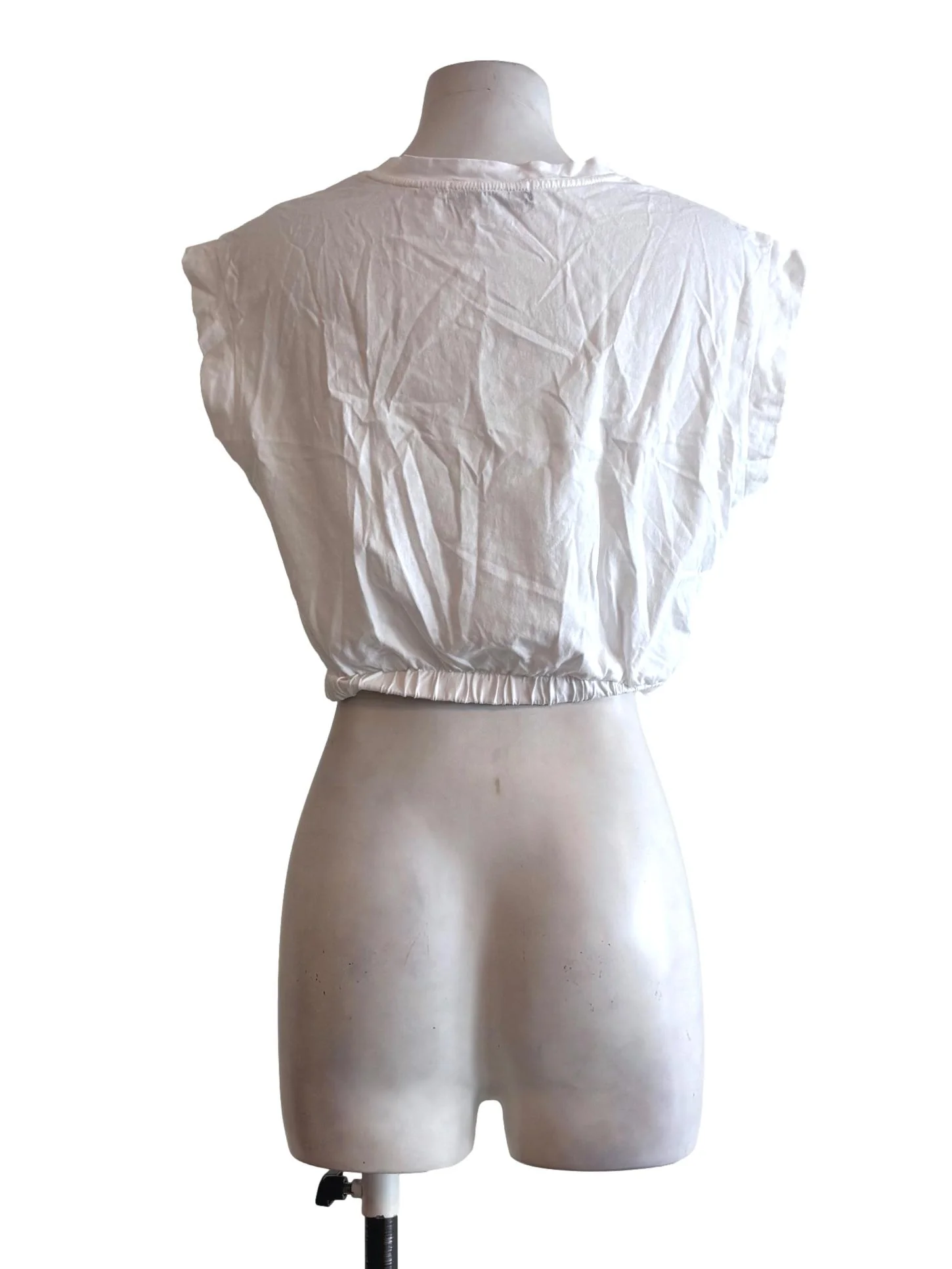 Powder White Sleeveless Cotton Crop Top TTR - Image 2