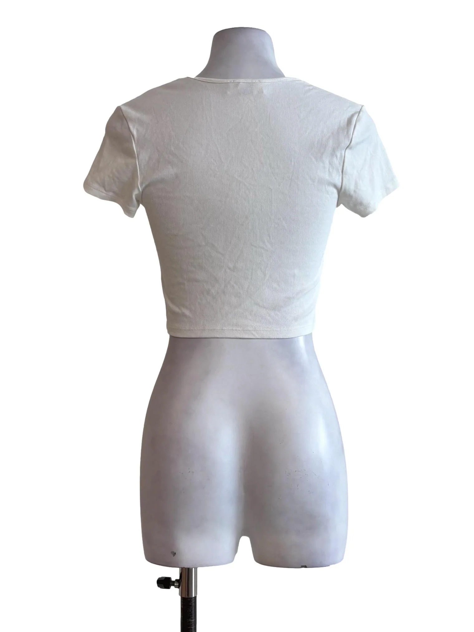 Powder White Square Neck Crop Top - Image 2