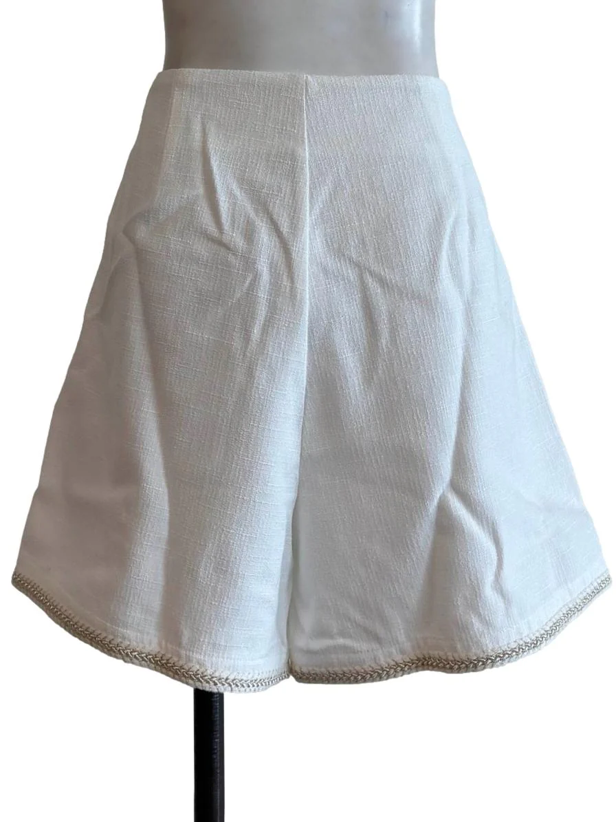 Powder White Tweed Shorts - Image 2