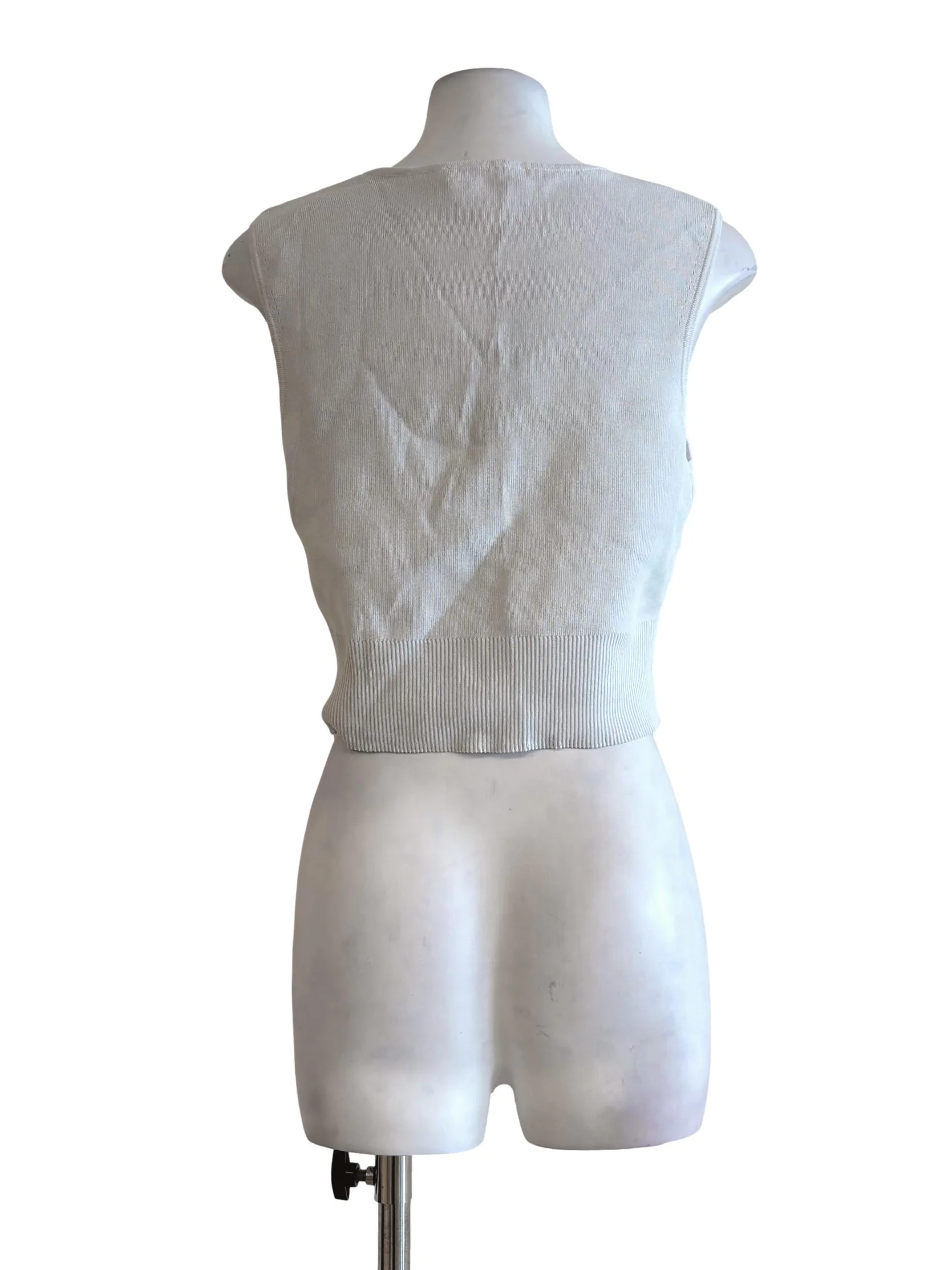 Powder White V-Neck Knit Top LB - Image 2