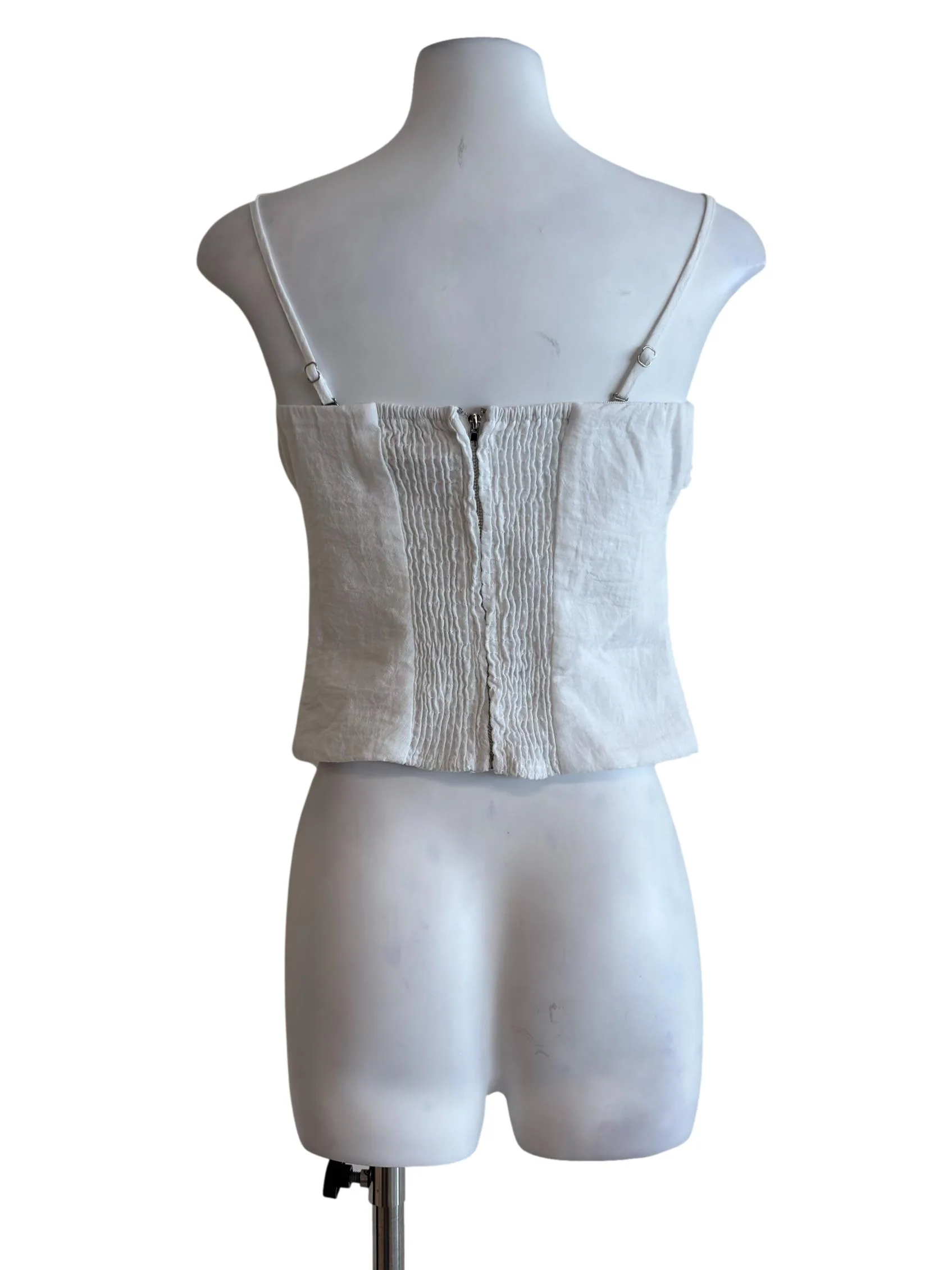 Pure White Pleats Detail Spaghetti Strap Top - Image 2