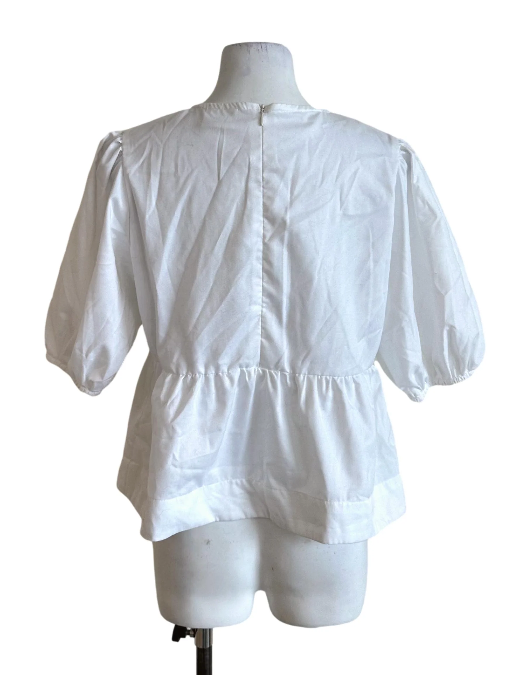 Pure White Ribbon Peplum Top - Image 2