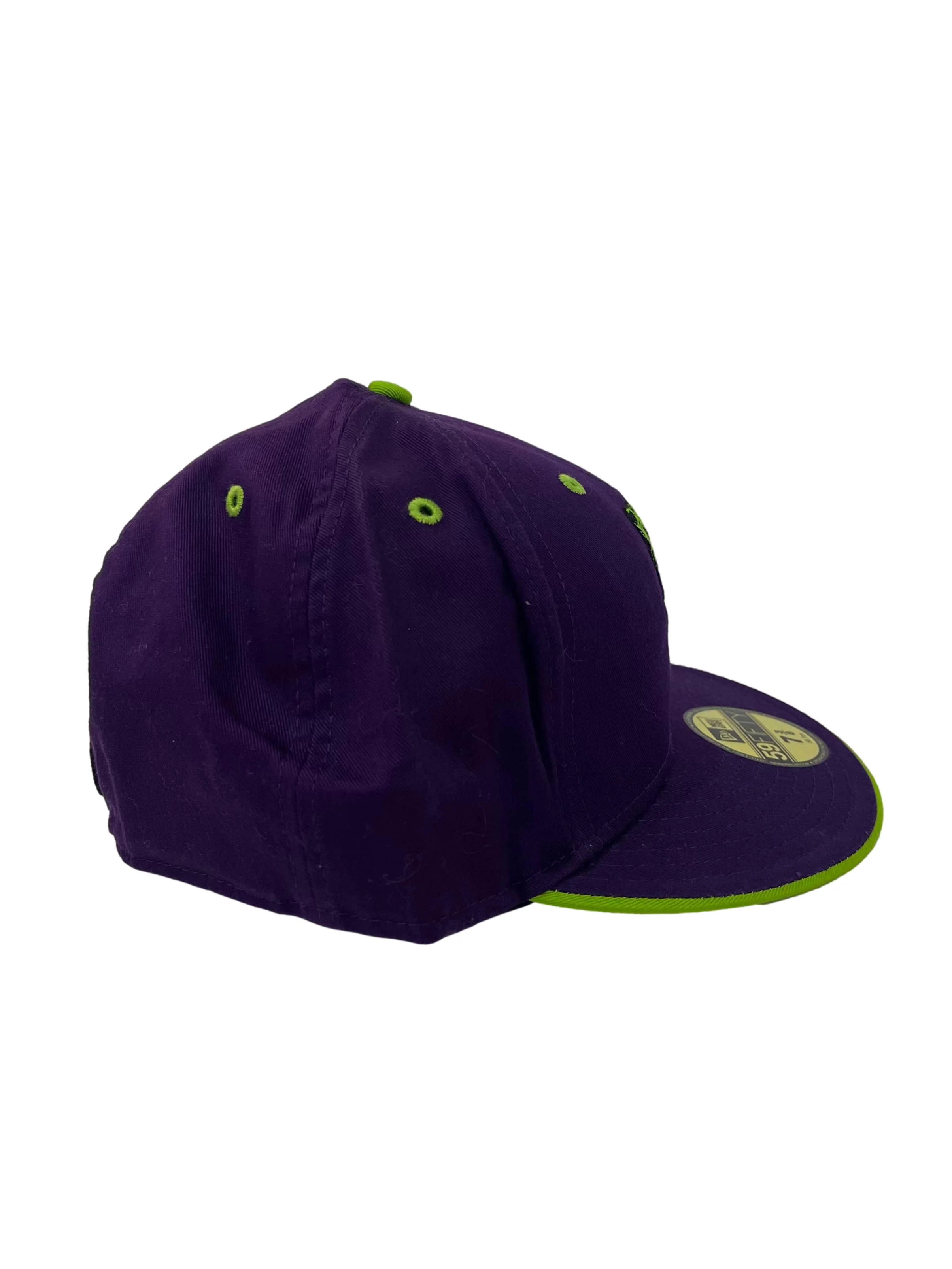 Purple And Neon Green Joker Embroidery Snapback Cap - Image 3