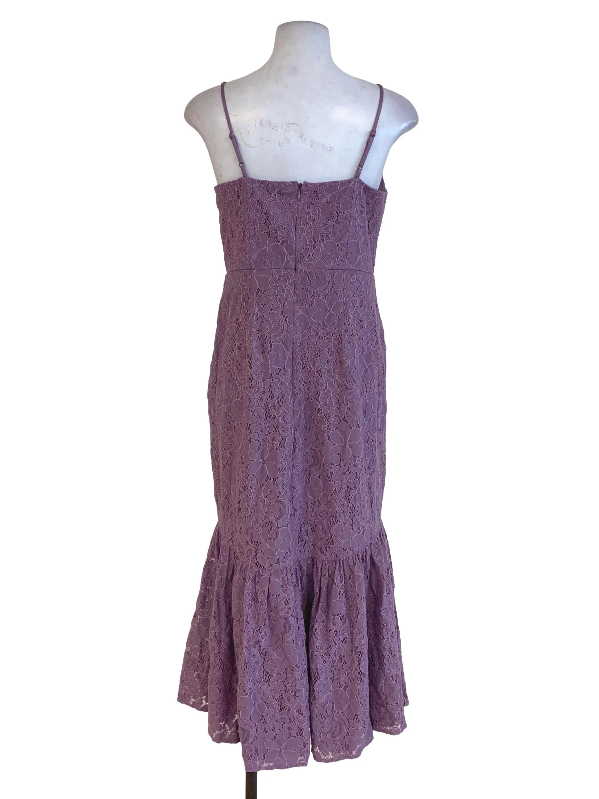 Purple Floral Laced Sheath Dress - Image 2
