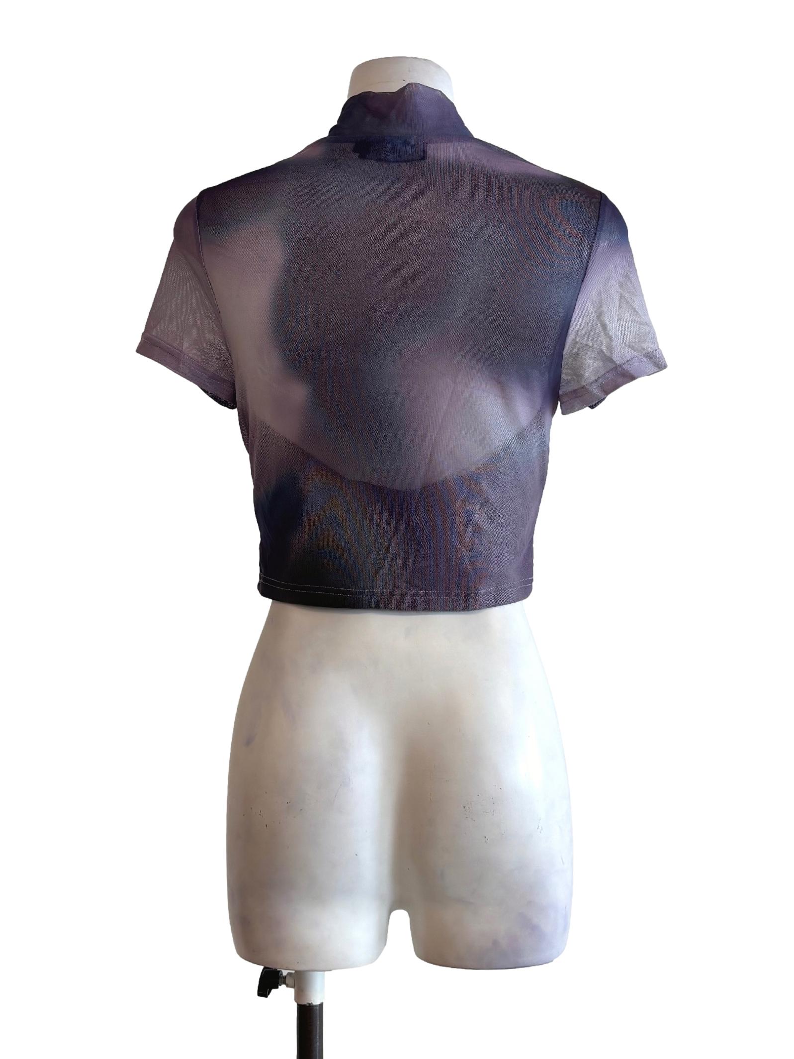 Purple Illusion Neck Mesh Top YHF - Image 2