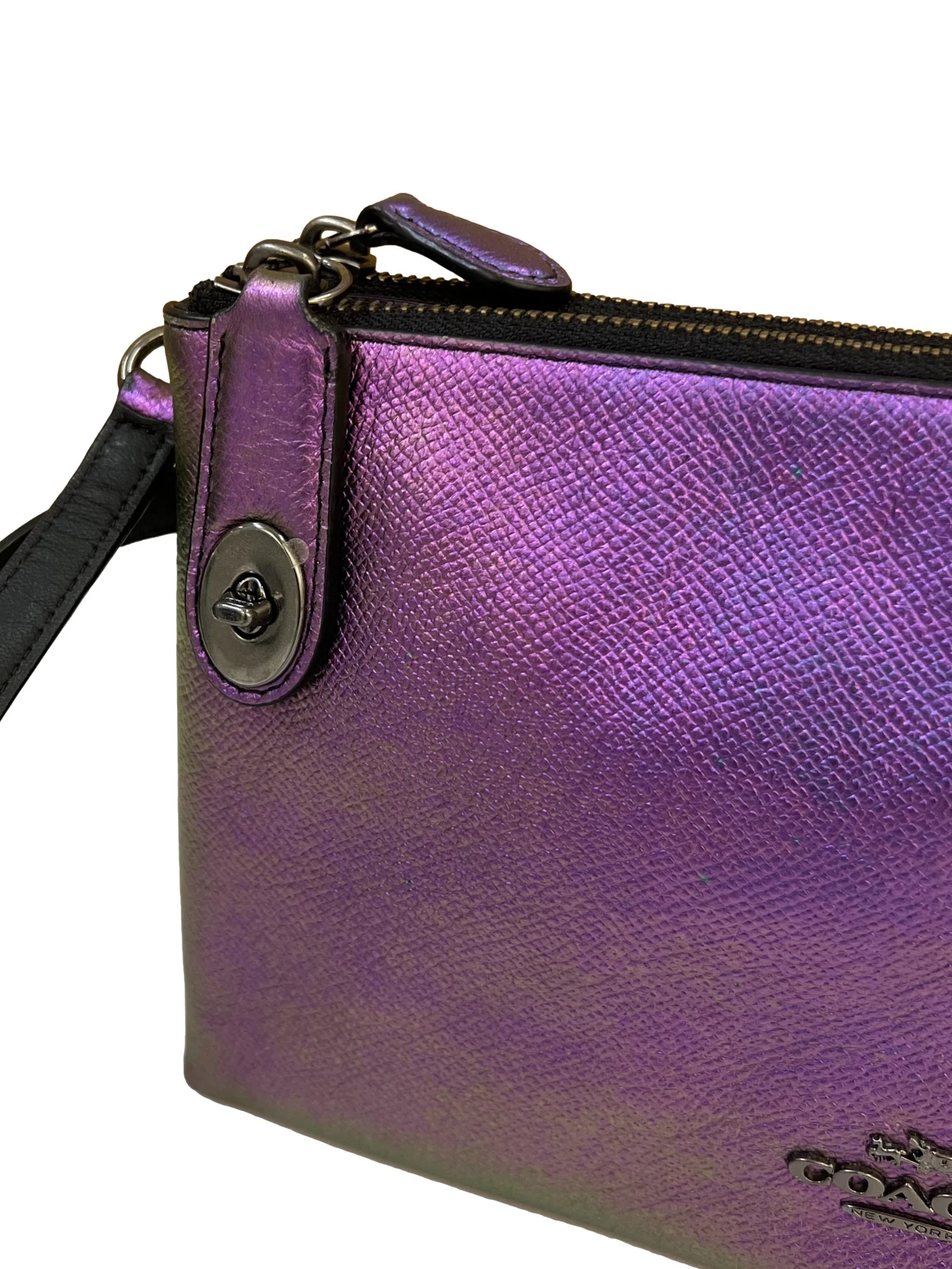 Purple Leather Iridescent Oil Slick Crossbody Bag - Image 3