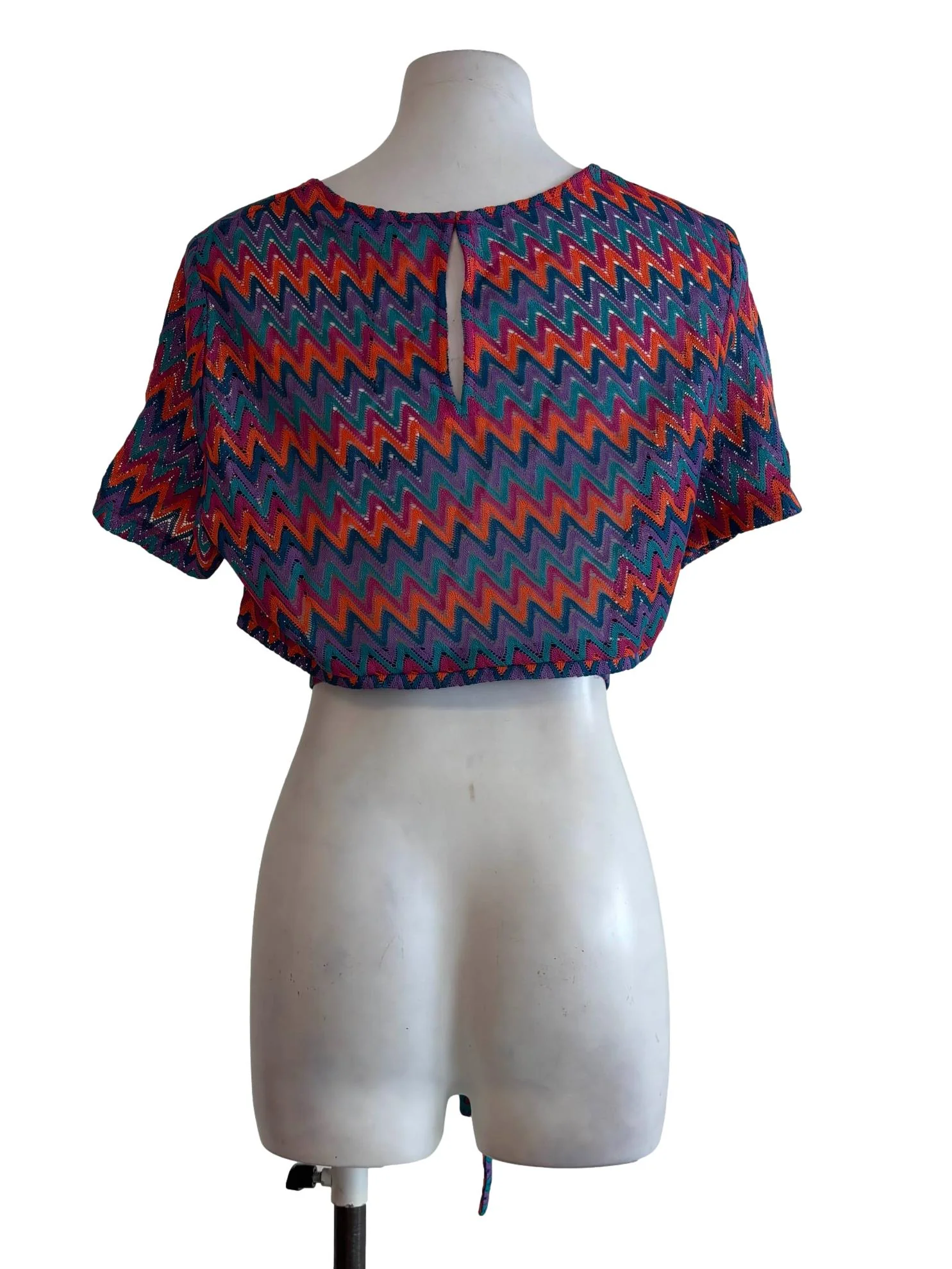 Purple Orange Abstract Short Sleeve Top - Image 2