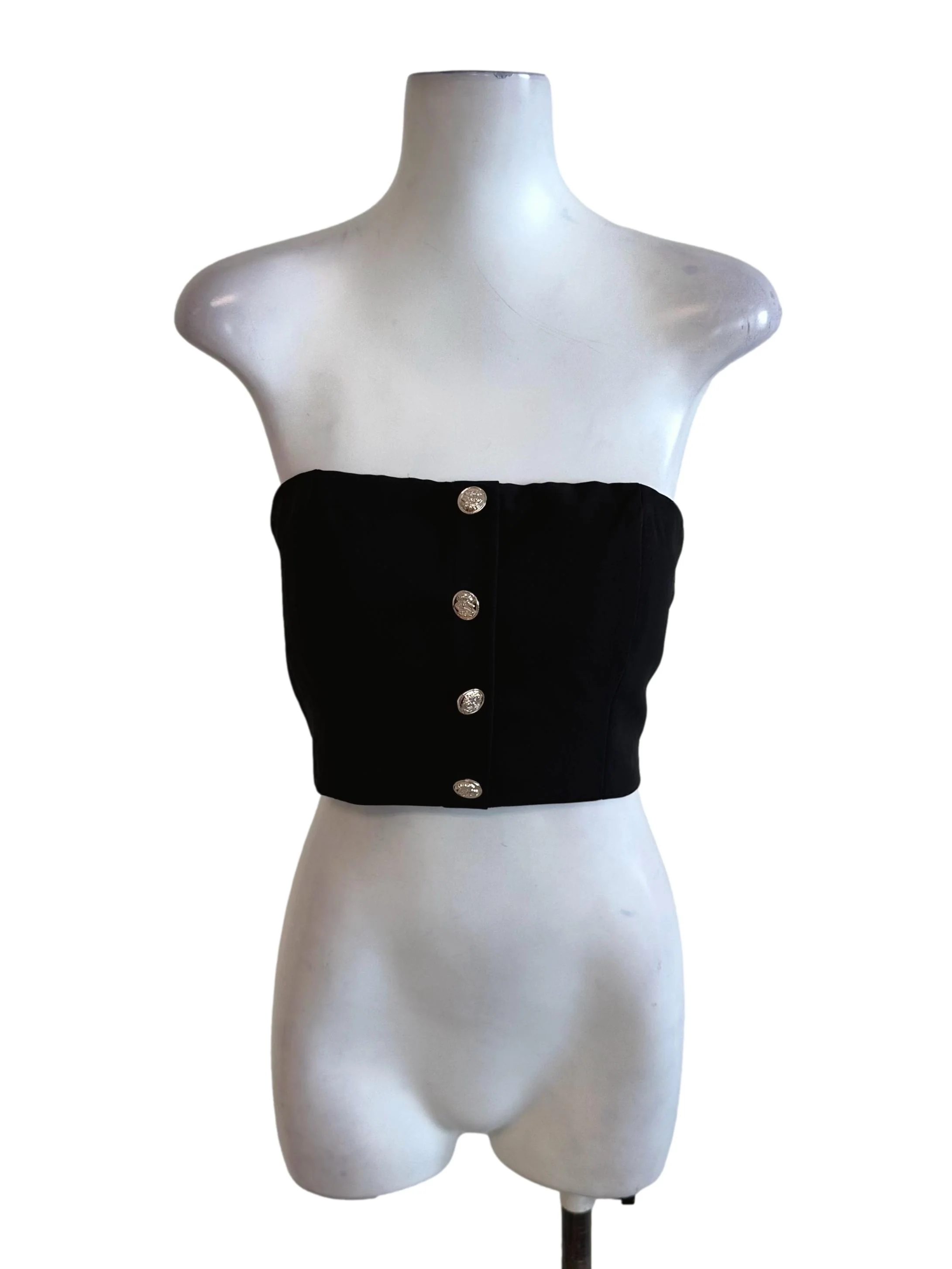 Raven Black Button Tube Top