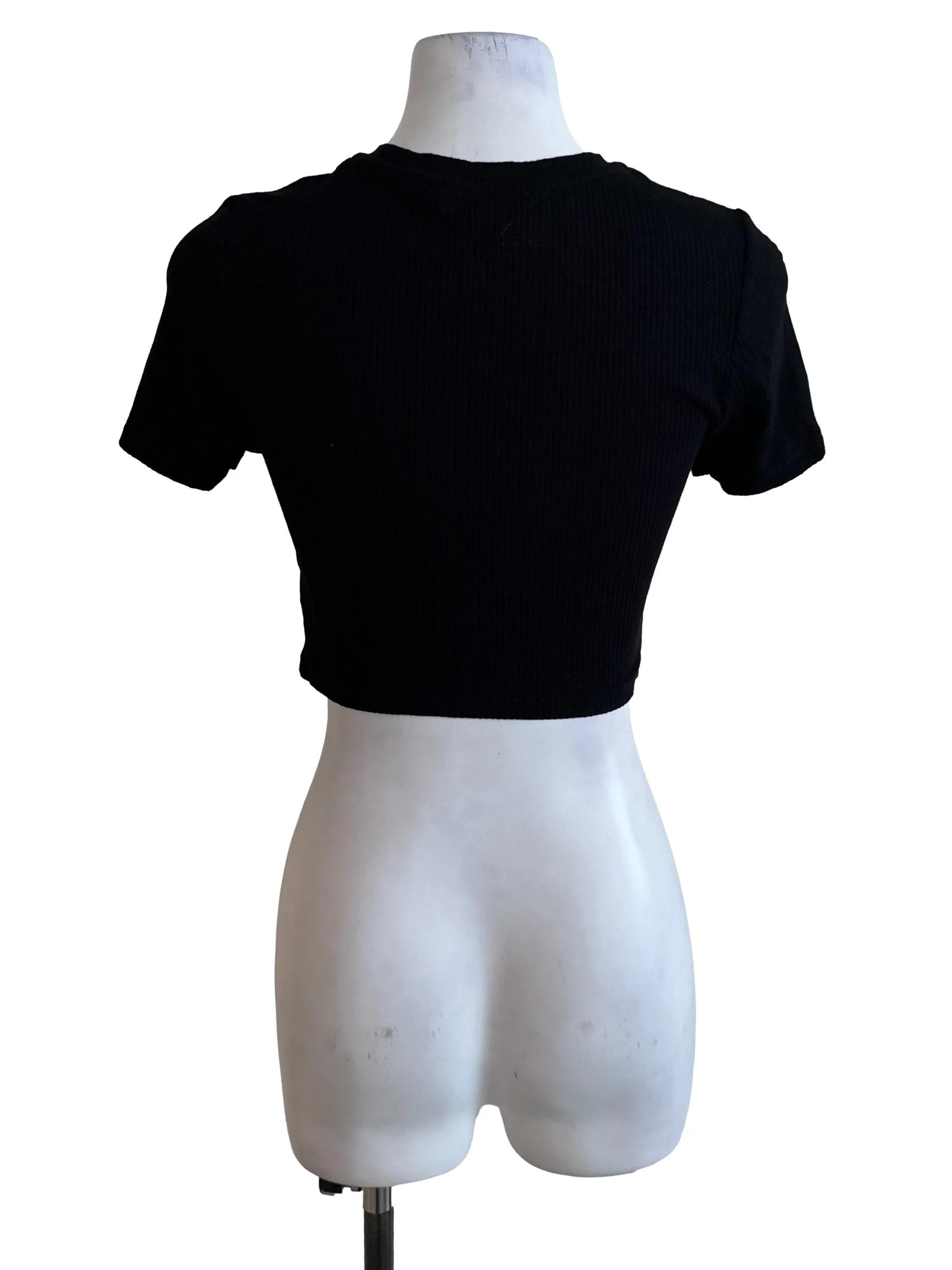 Raven Black Front Cut Crop Top - Image 2