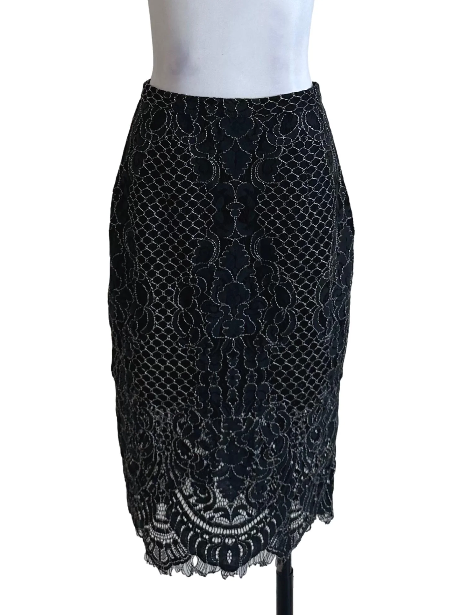 Raven Black Lace Slit Skirt
