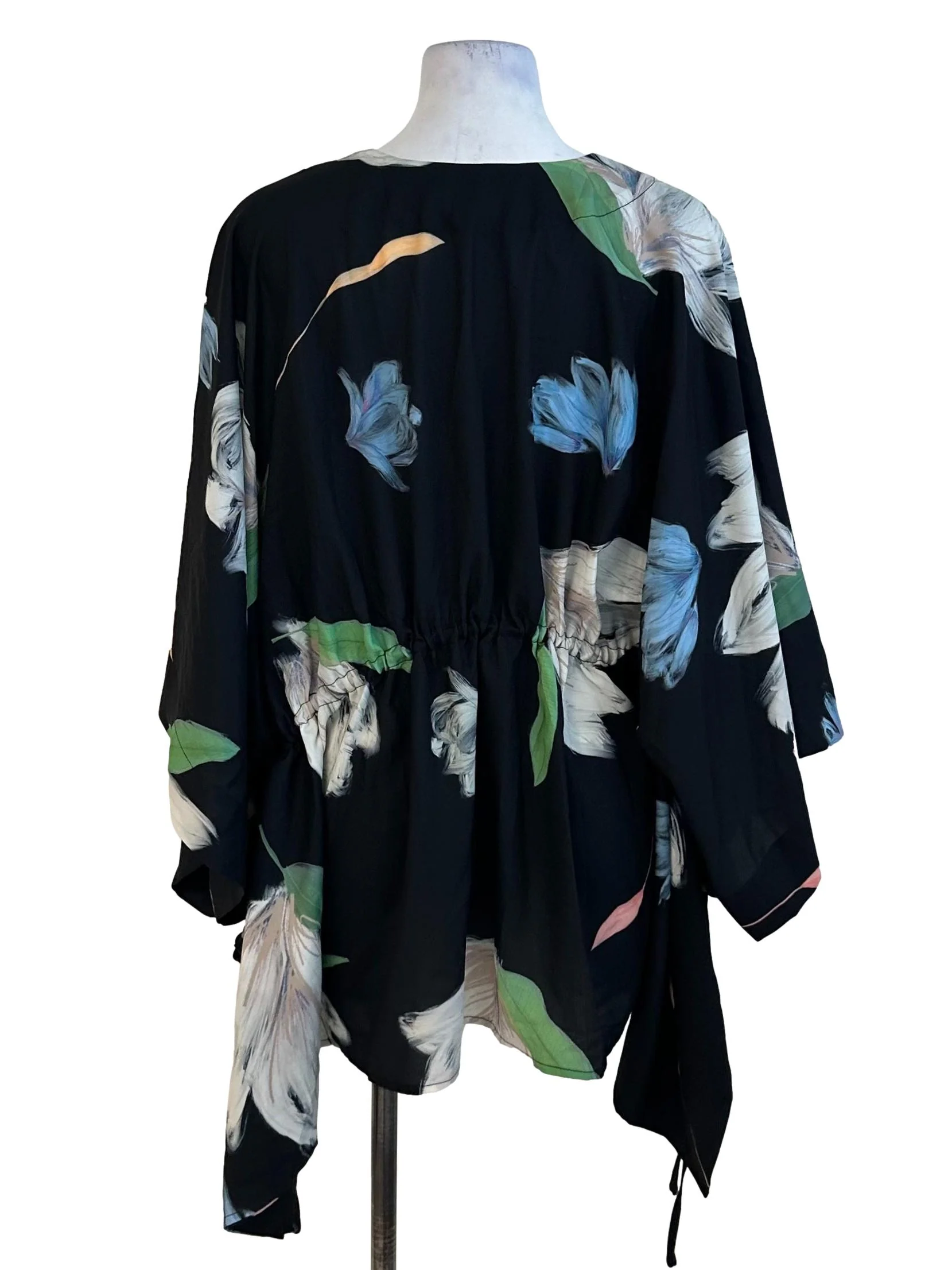 Raven Black Pattern Front Open Drawstring Cardigan - Image 2