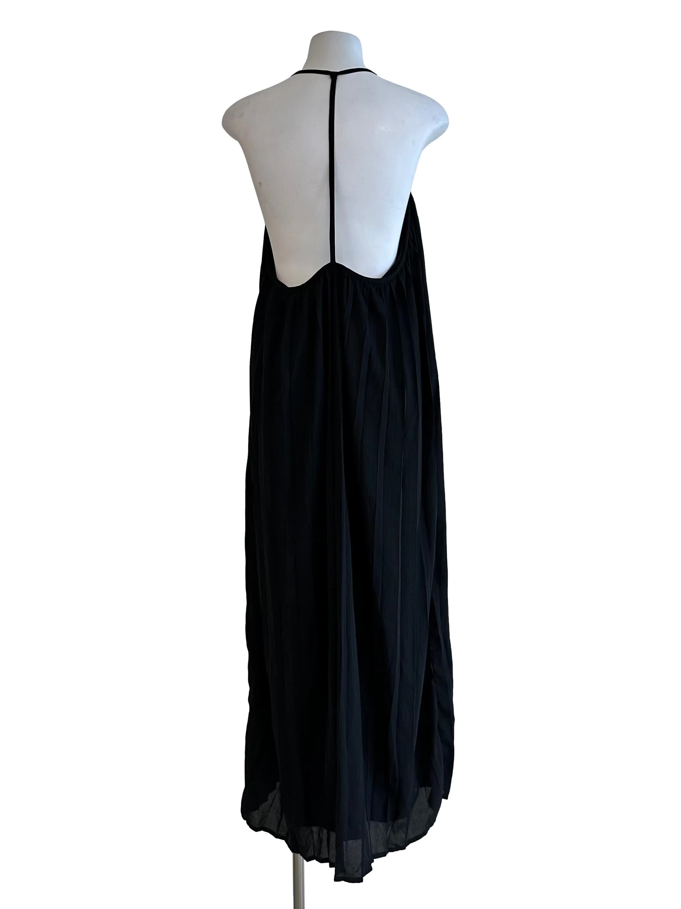 Raven Black Pleated Halter Dress YHF - Image 2