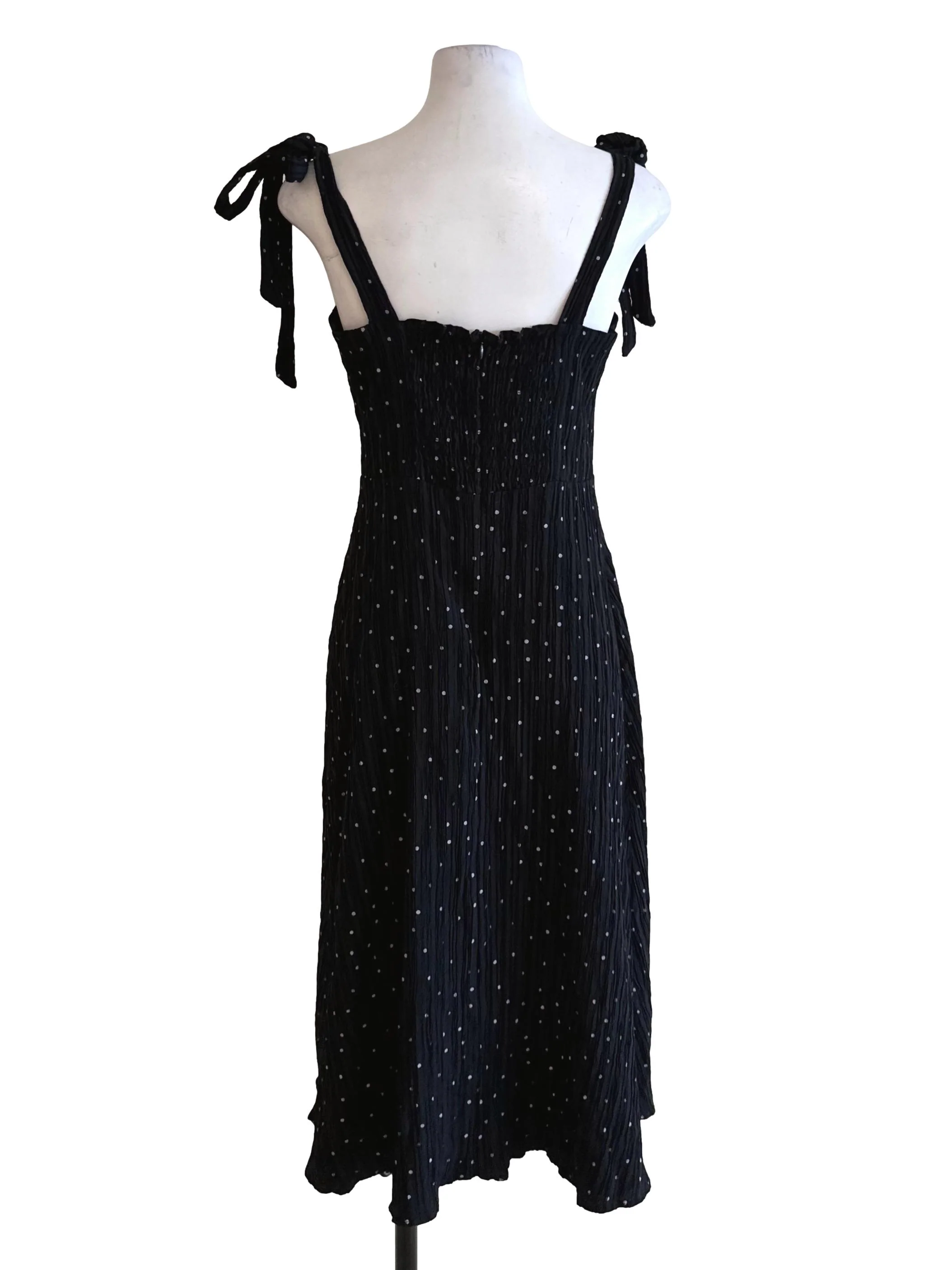 Raven Black Polka Dot Textured Dress LB - Image 2