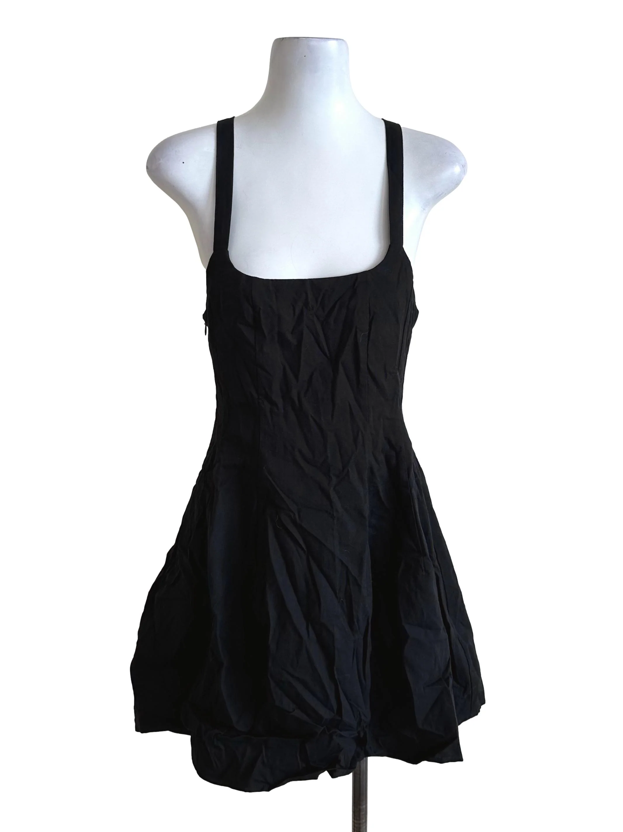 Raven Black Scoop Neckline Back Overlap Dress TTR