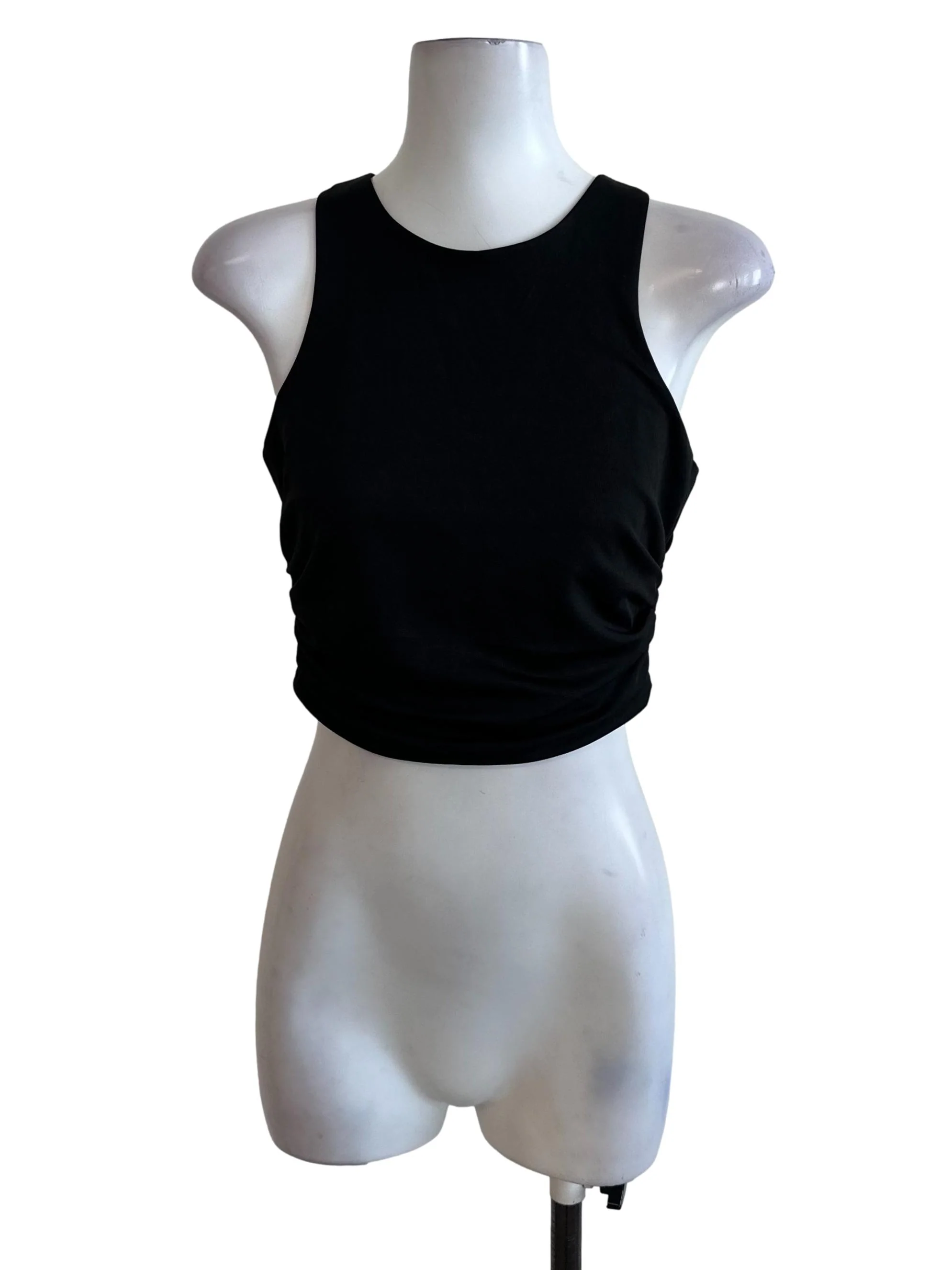 Raven Black Side Ruched Tank Top