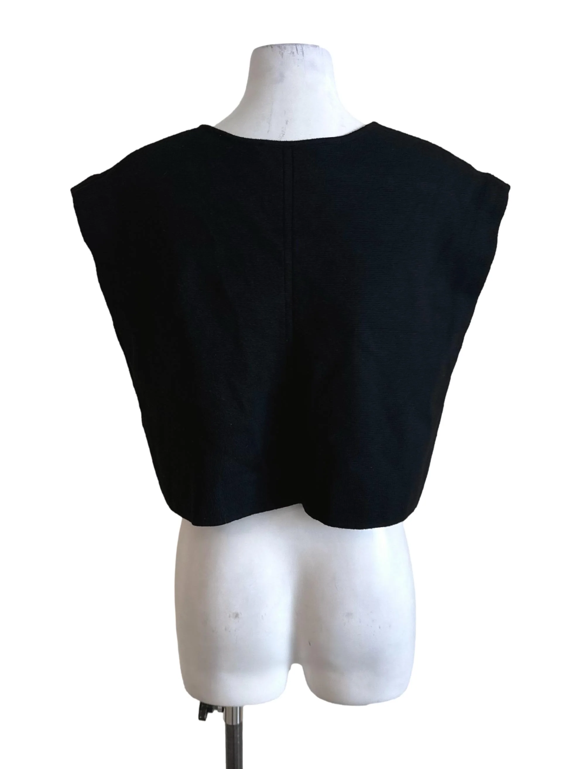 Raven Black Structured V Neck Top LB - Image 2