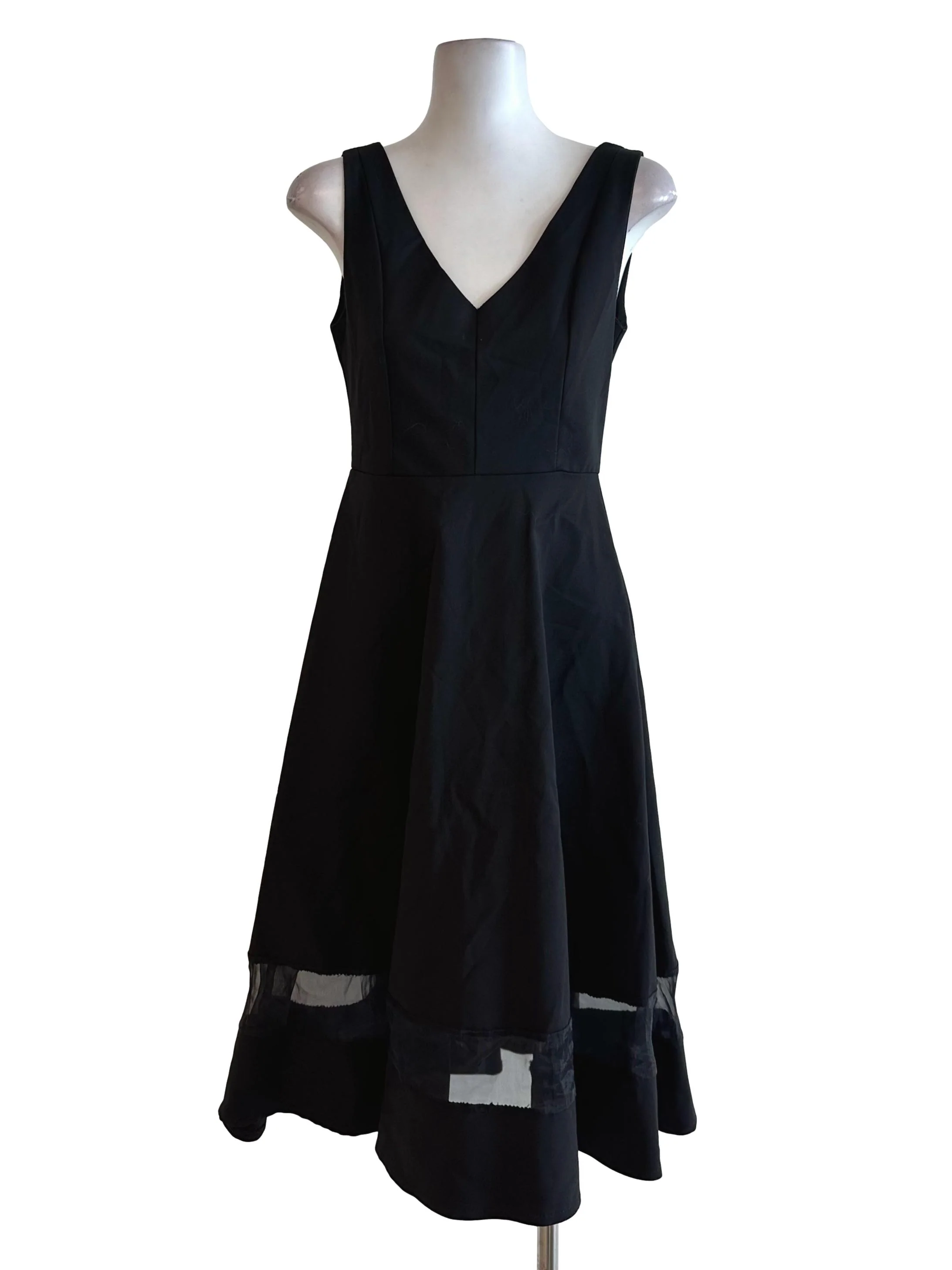 Raven Black V Neck A Line Dress