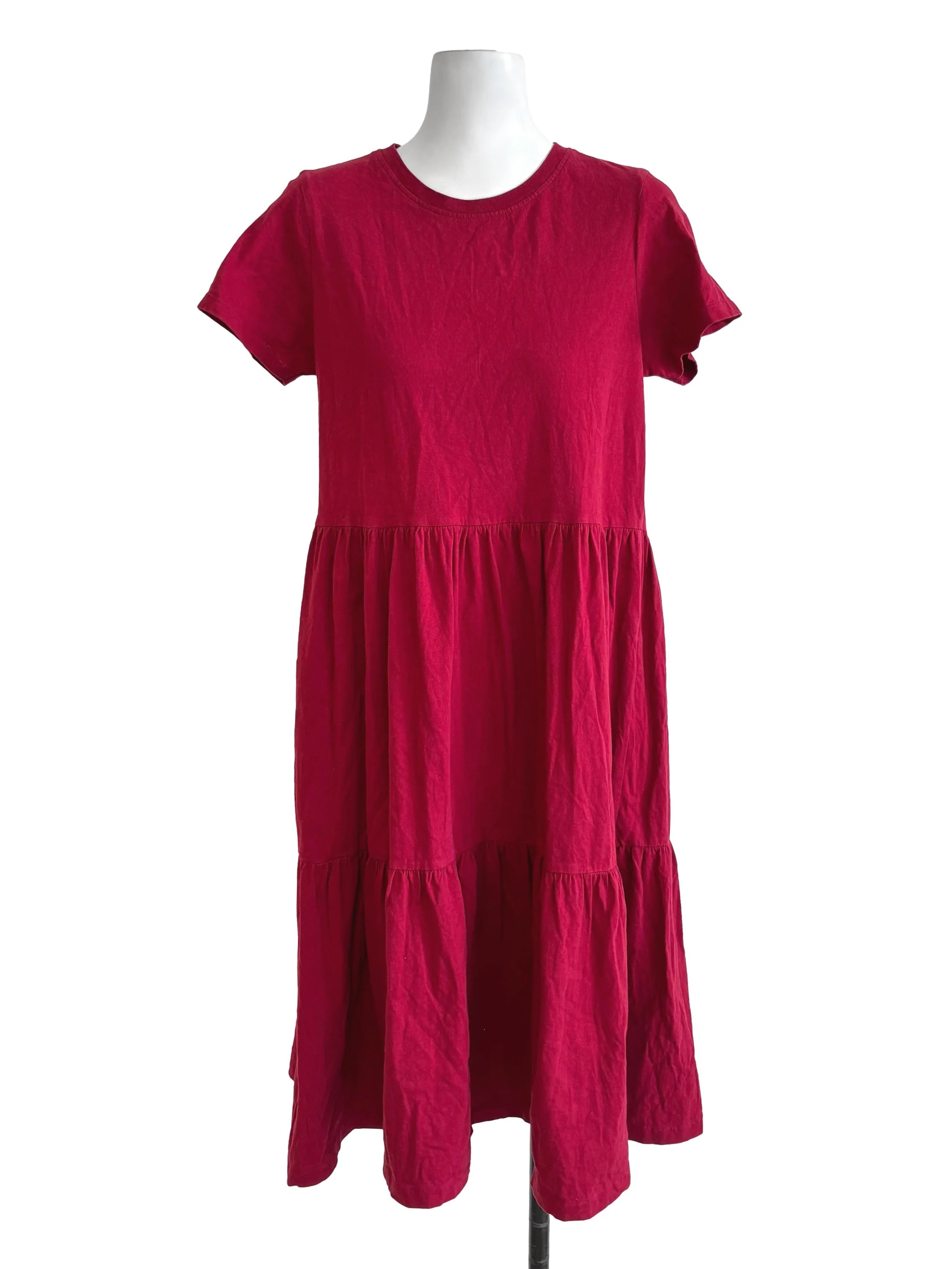 Red A-Line Tiered Dress