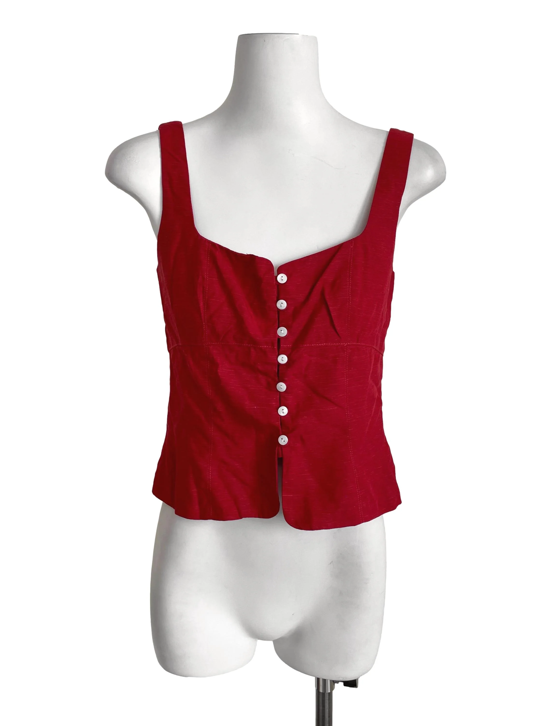 Red Button Down Mini Top TEM
