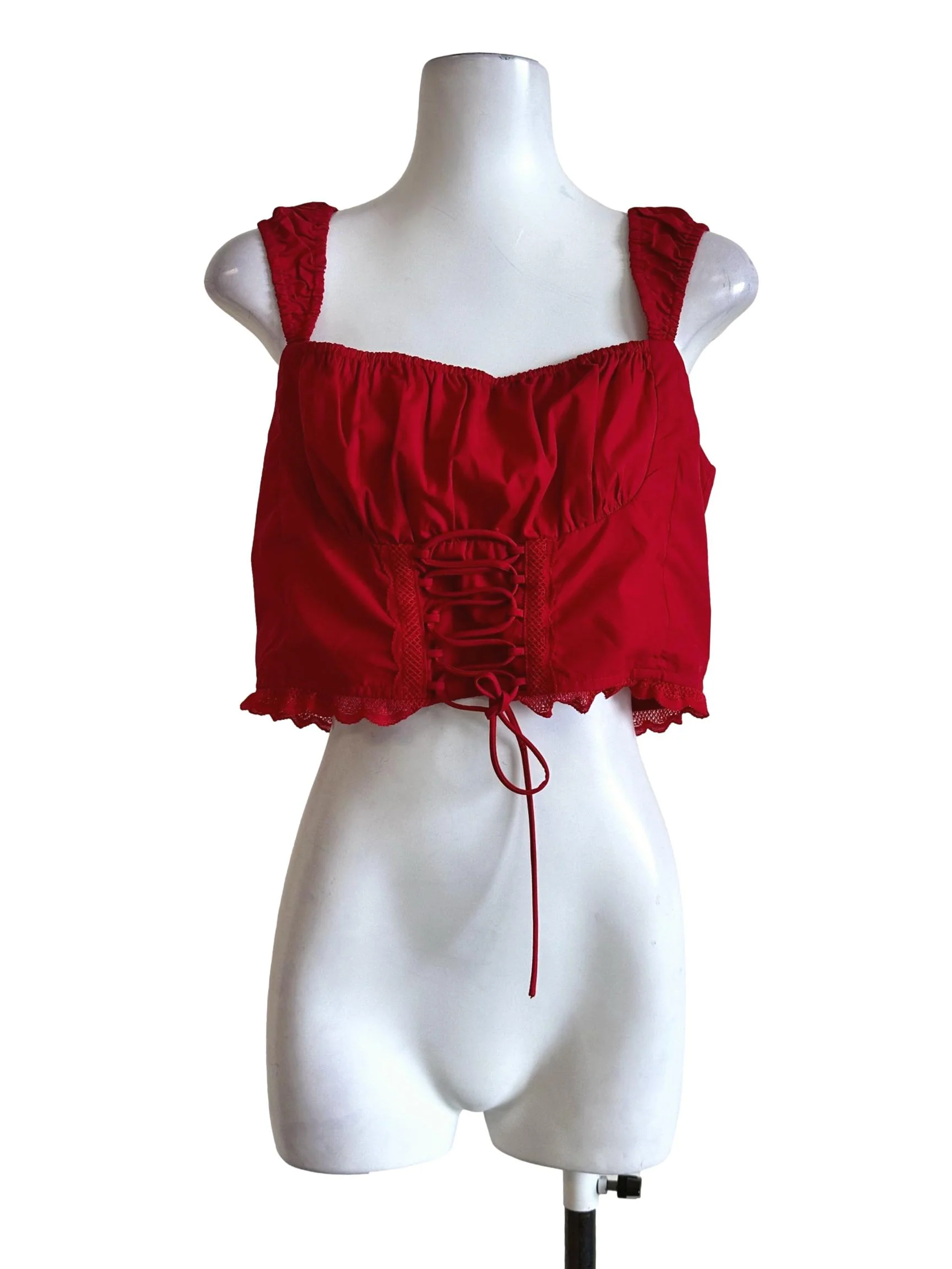Red Embroidery Border Crop Top TTR
