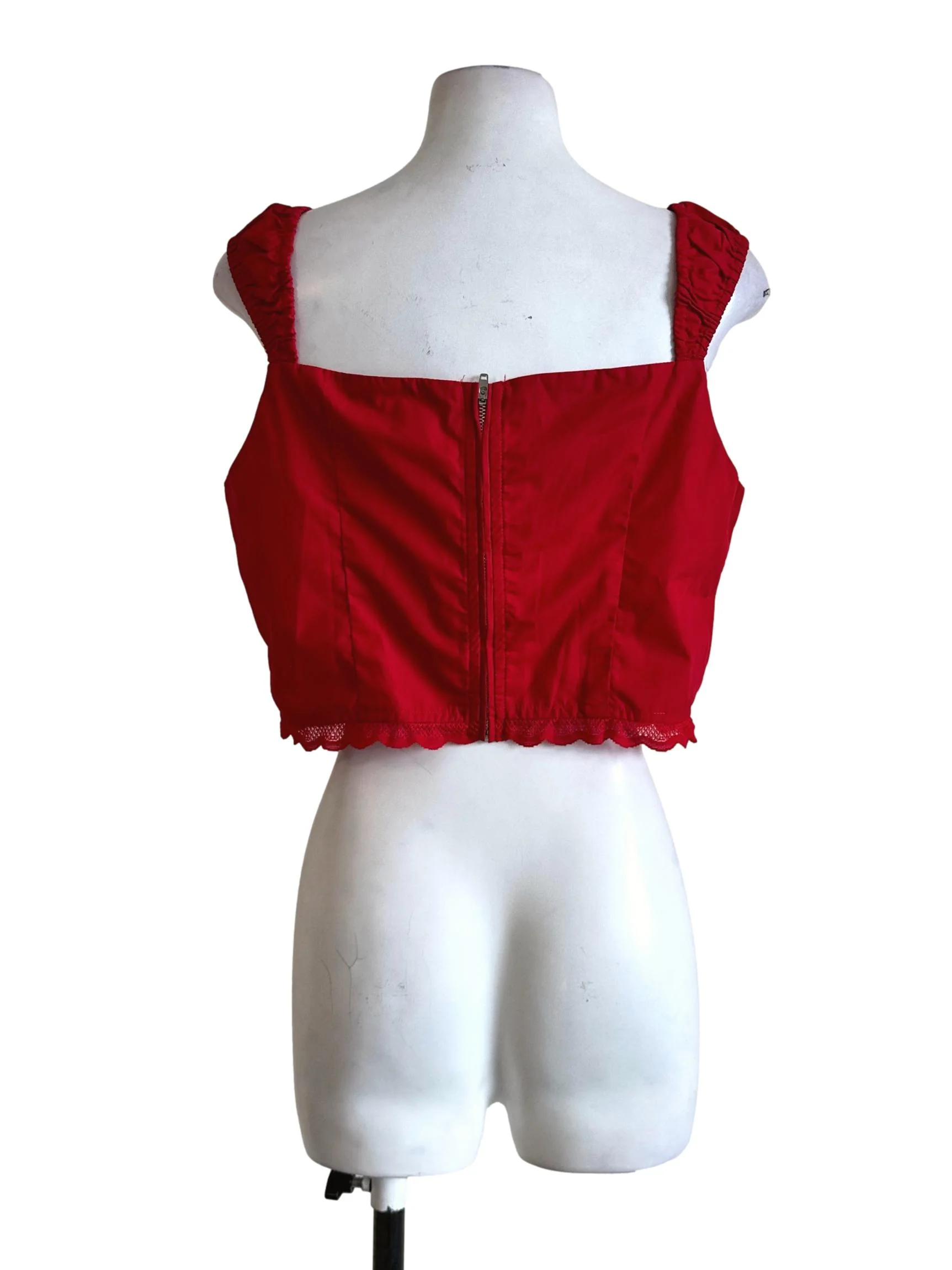 Red Embroidery Border Crop Top TTR - Image 2