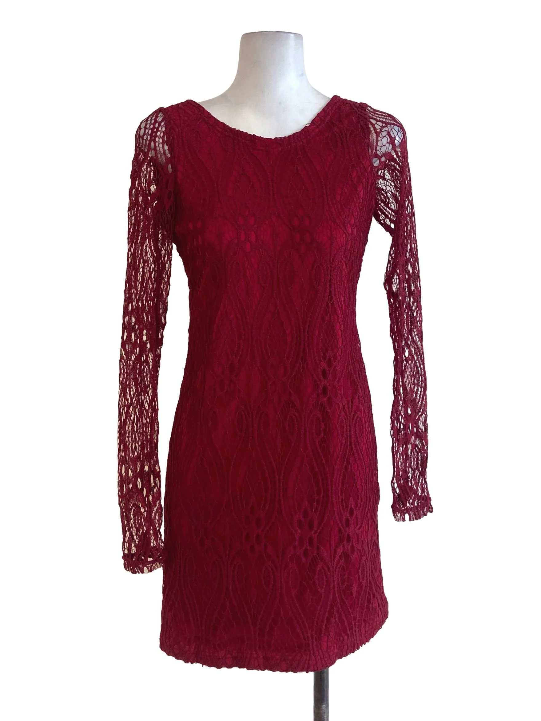 Red Floral Lace Bodycon Dress
