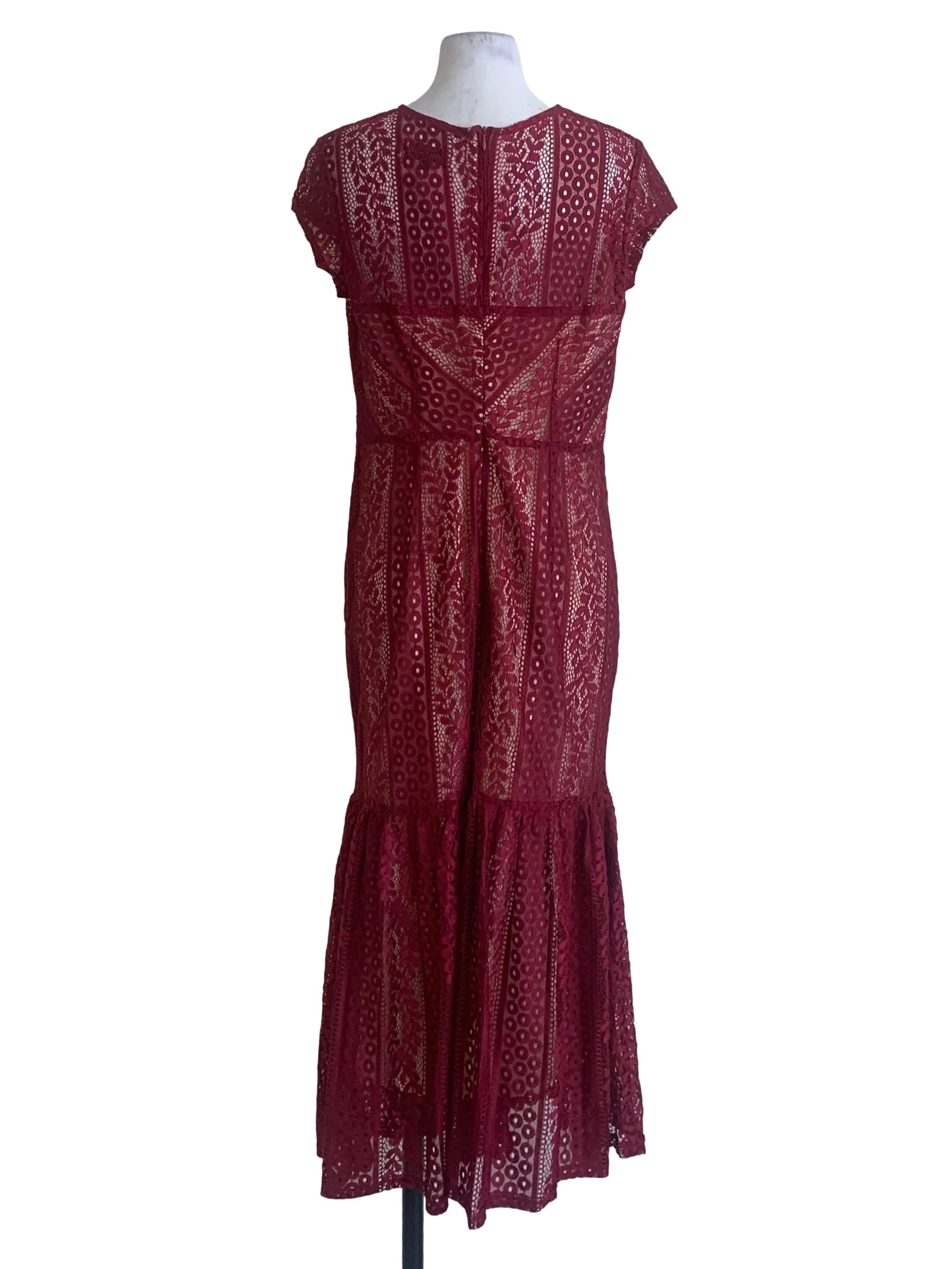 Red Laced Pattern Dress - Image 2