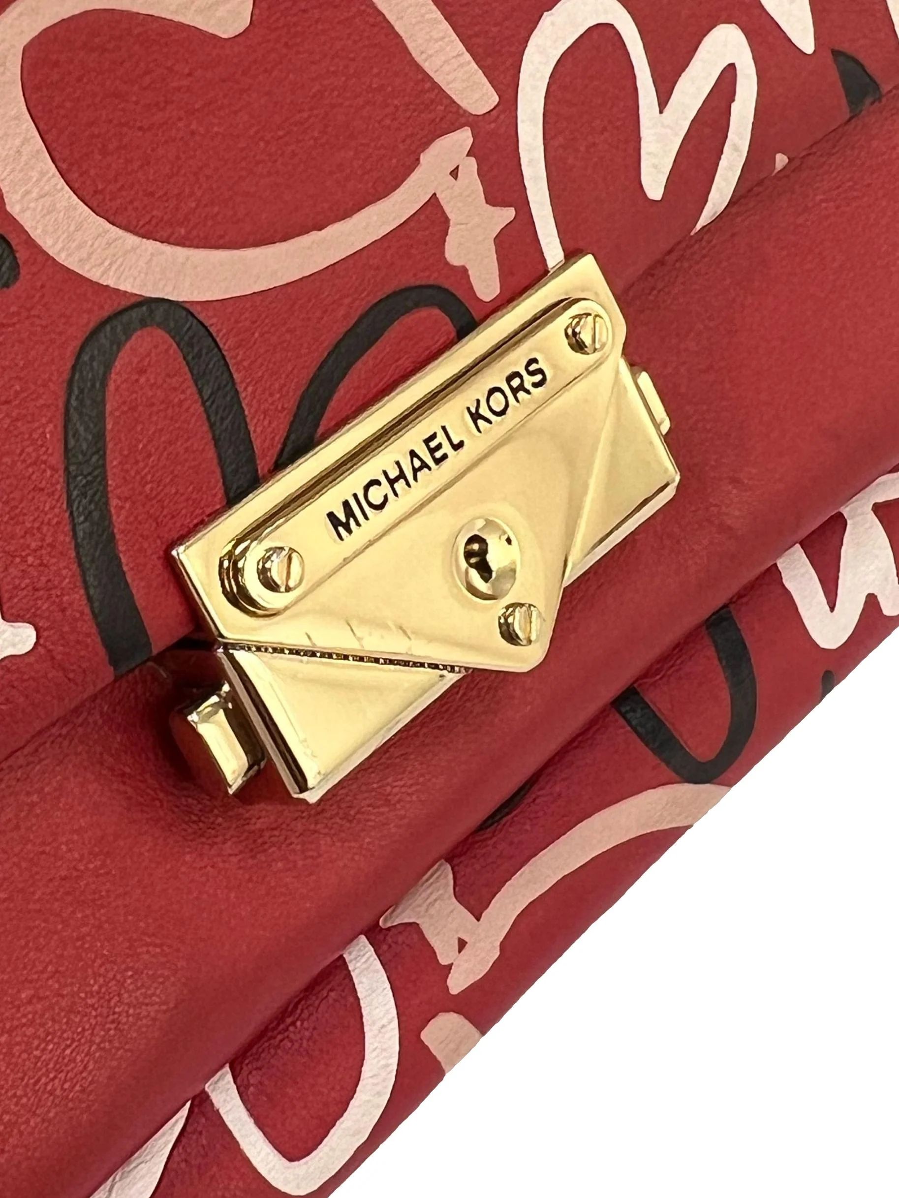 Red Leather Qixi Graffiti Shoulder Bag CSN - Image 3