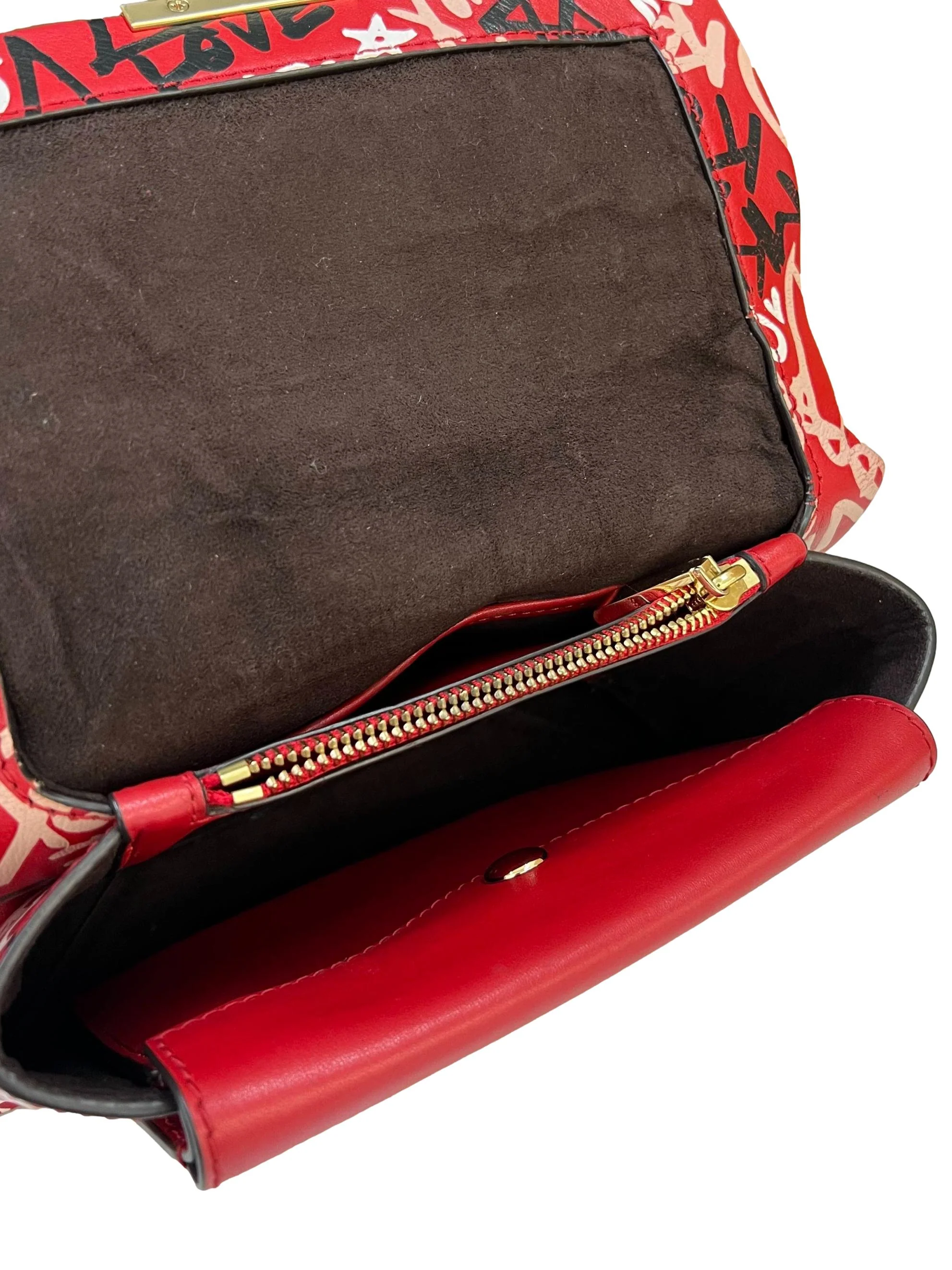 Red Leather Qixi Graffiti Shoulder Bag CSN - Image 4