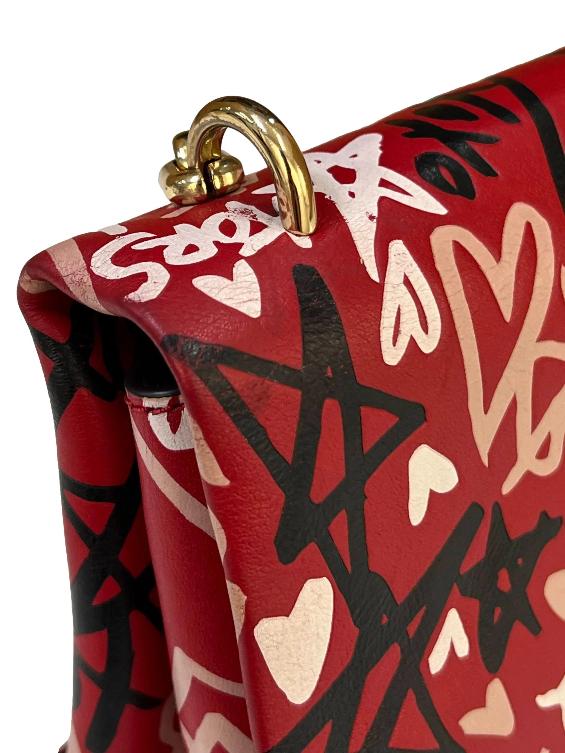 Red Leather Qixi Graffiti Shoulder Bag CSN - Image 5