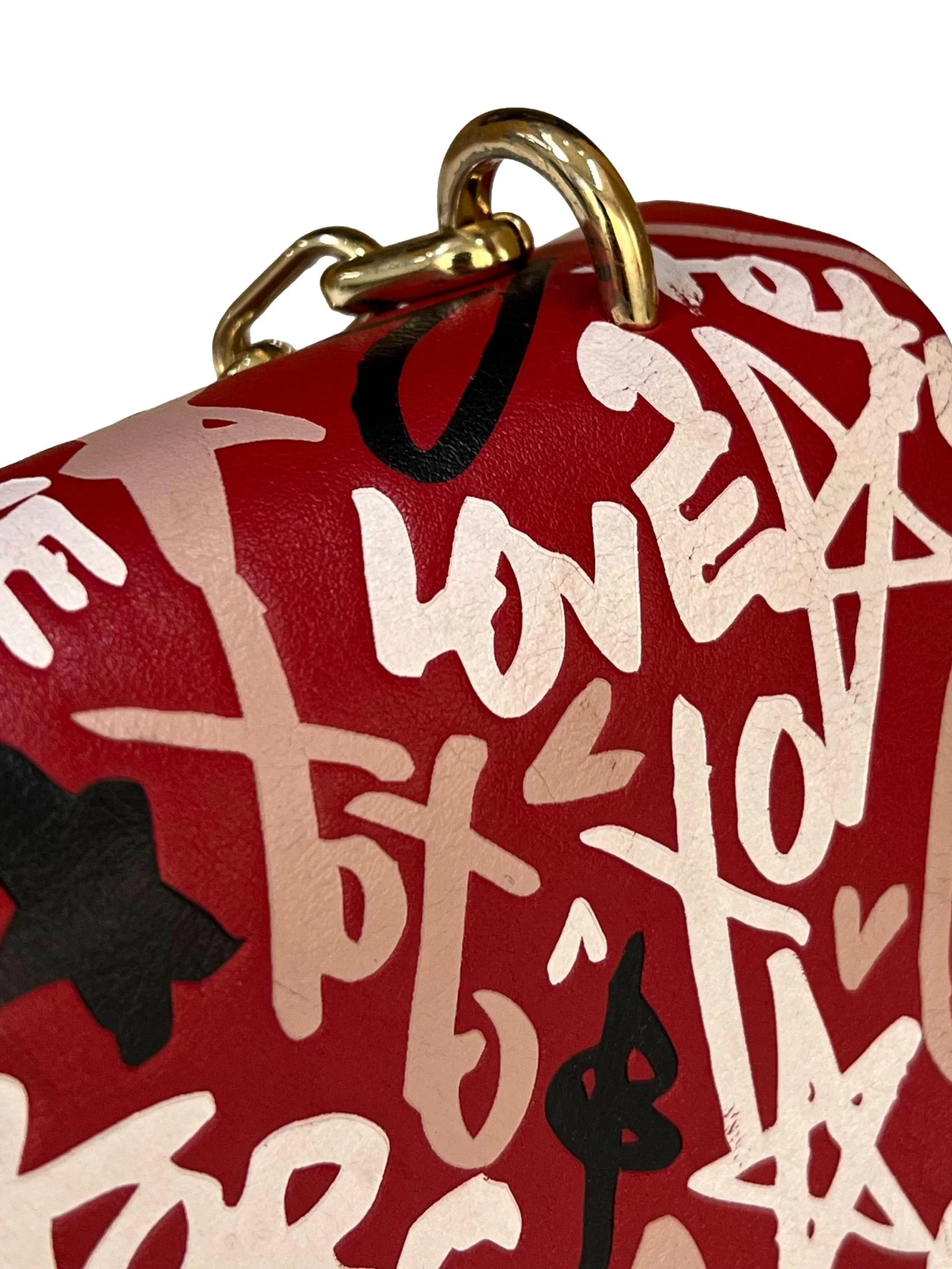 Red Leather Qixi Graffiti Shoulder Bag CSN - Image 6