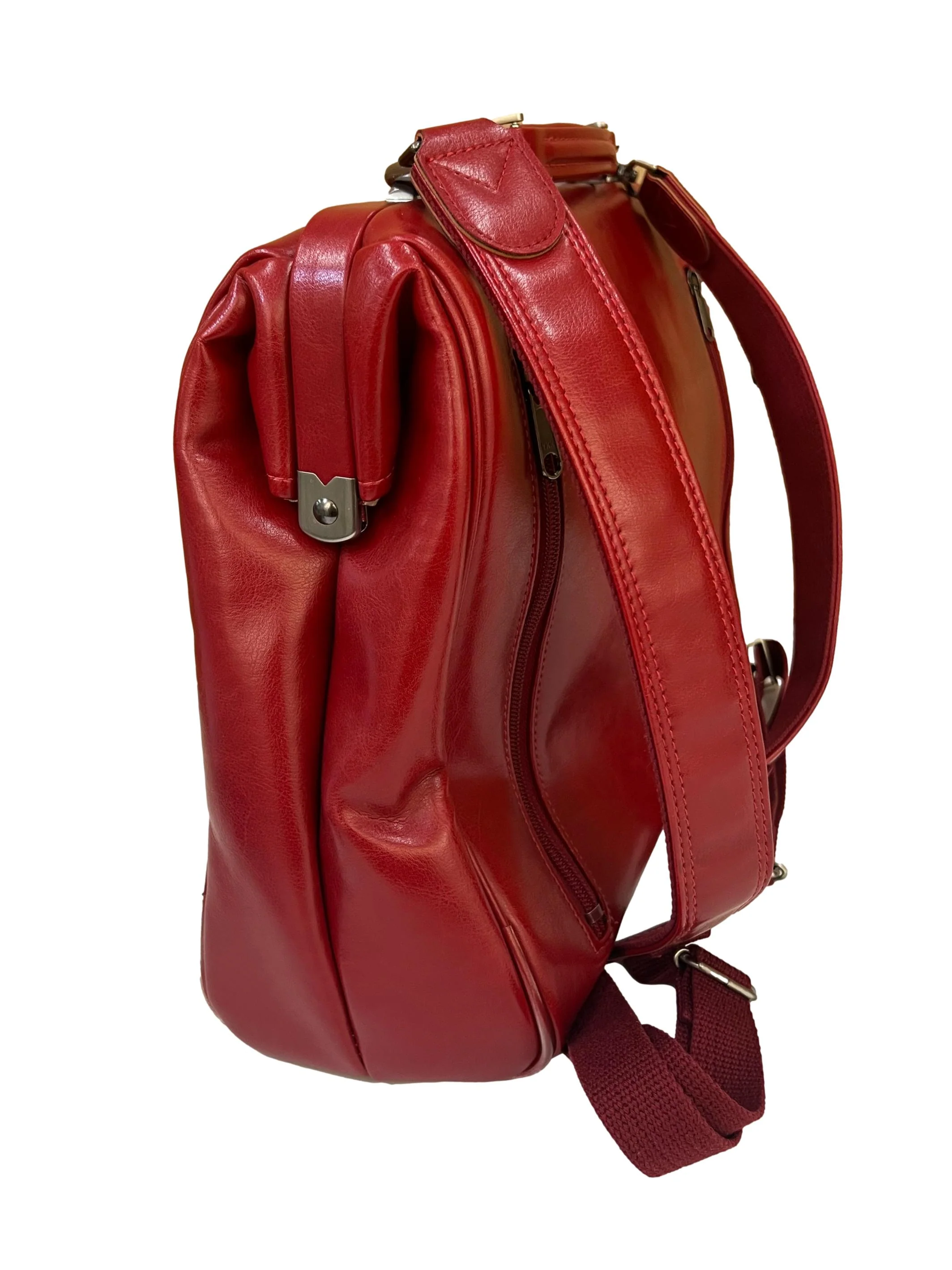 Red Leather Vertical Dulles Bag - Image 3