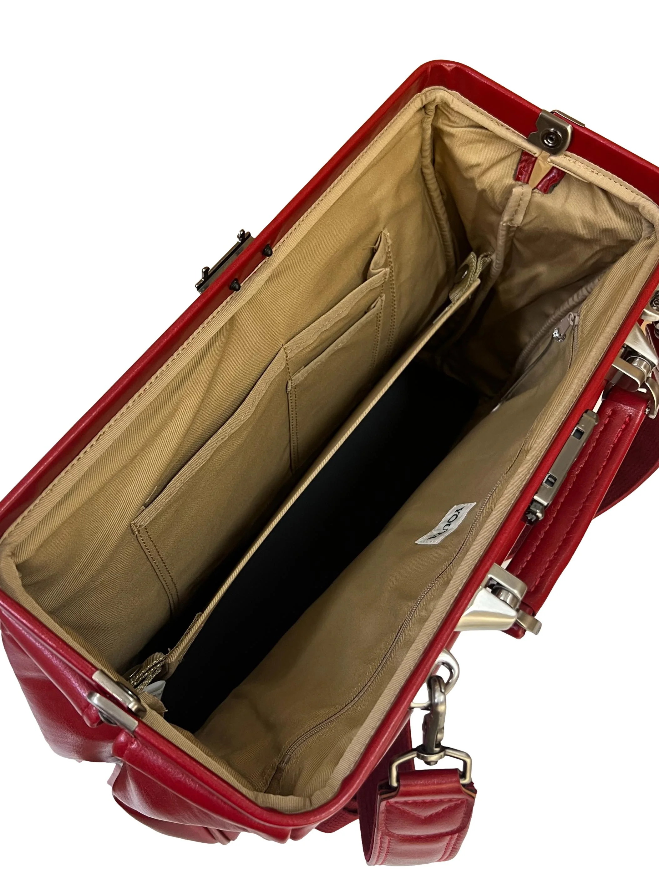 Red Leather Vertical Dulles Bag - Image 4