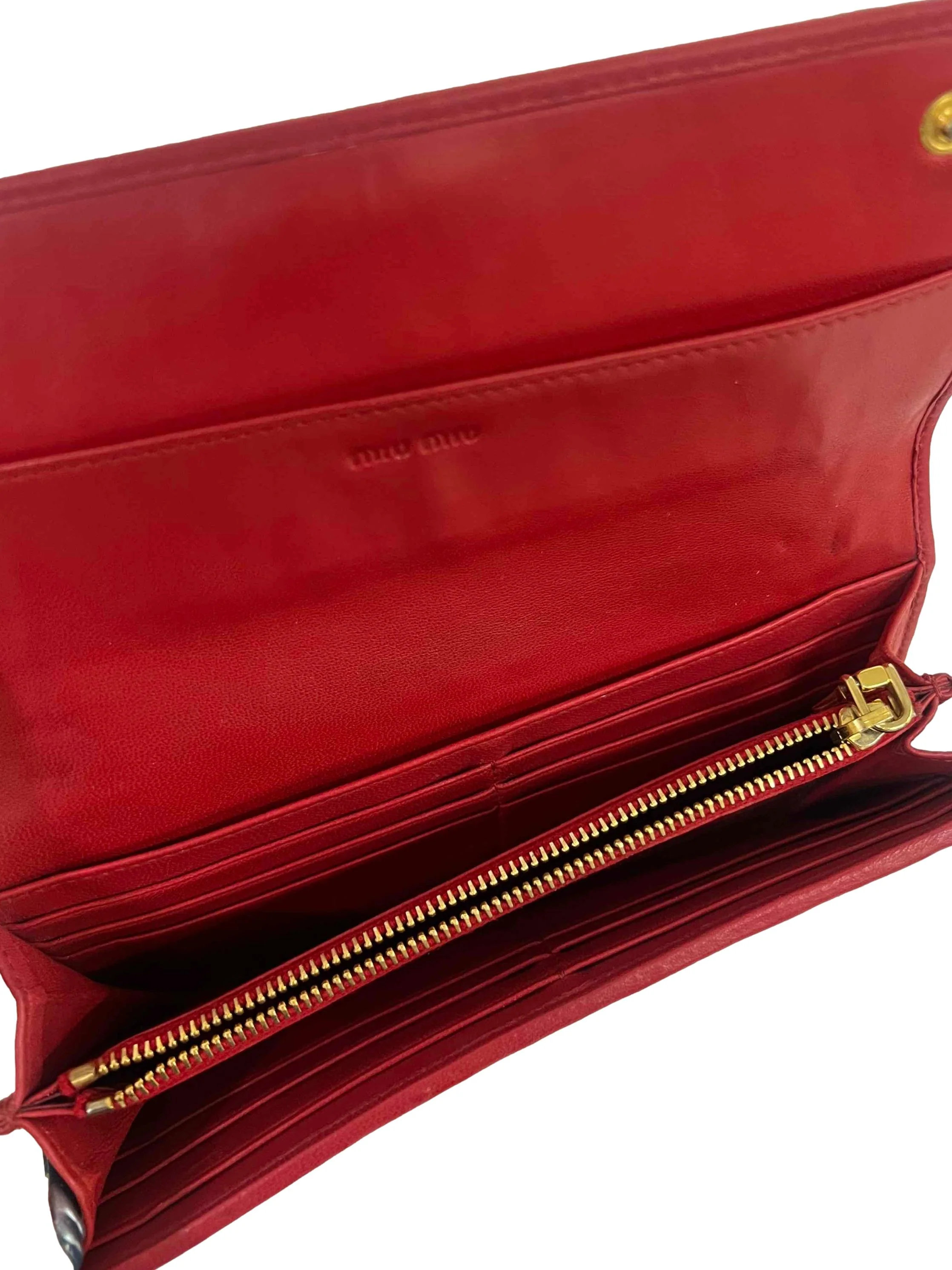 Red Matelasse Long Flap Wallet - Image 3