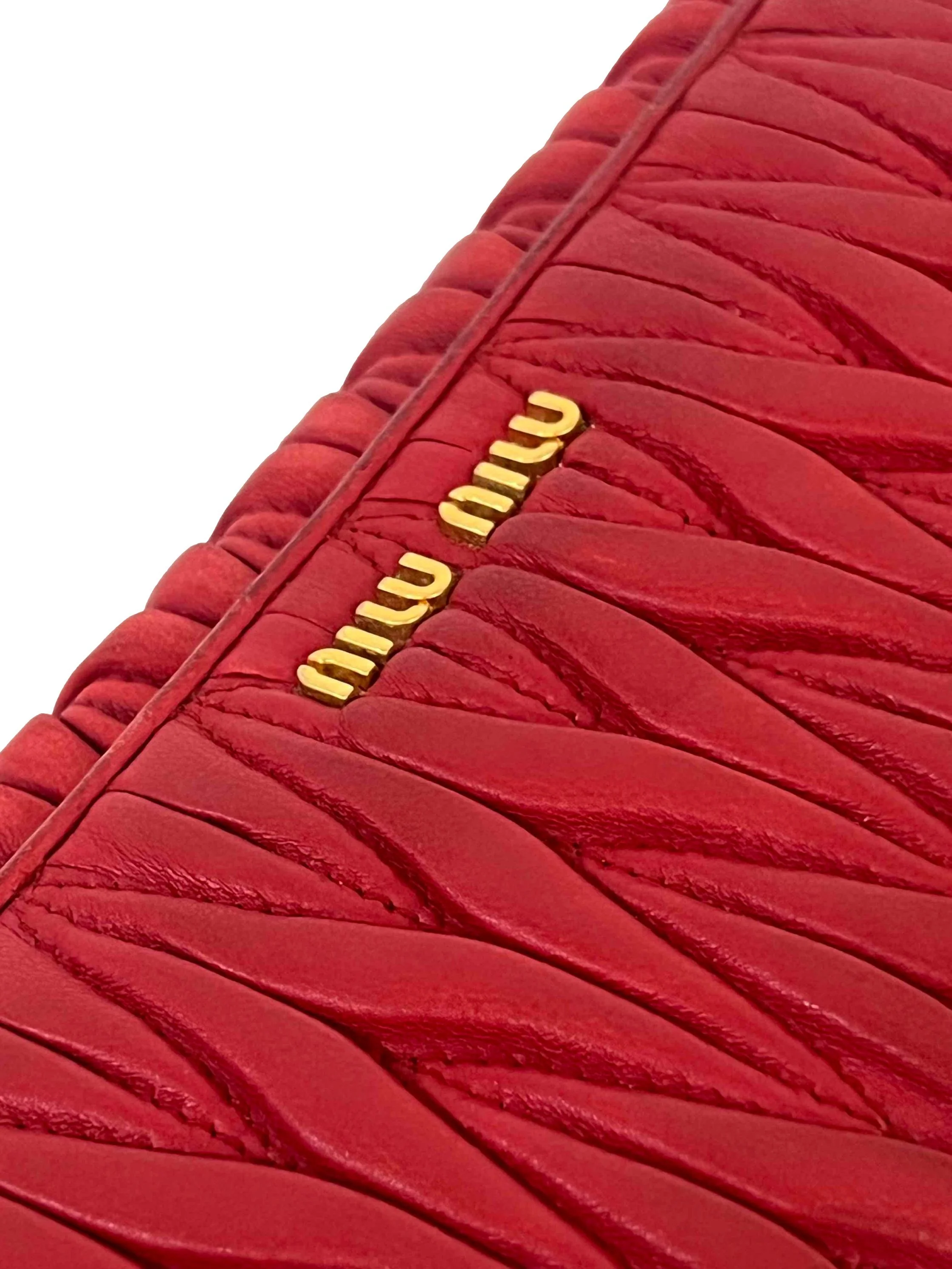 Red Matelasse Long Flap Wallet - Image 4