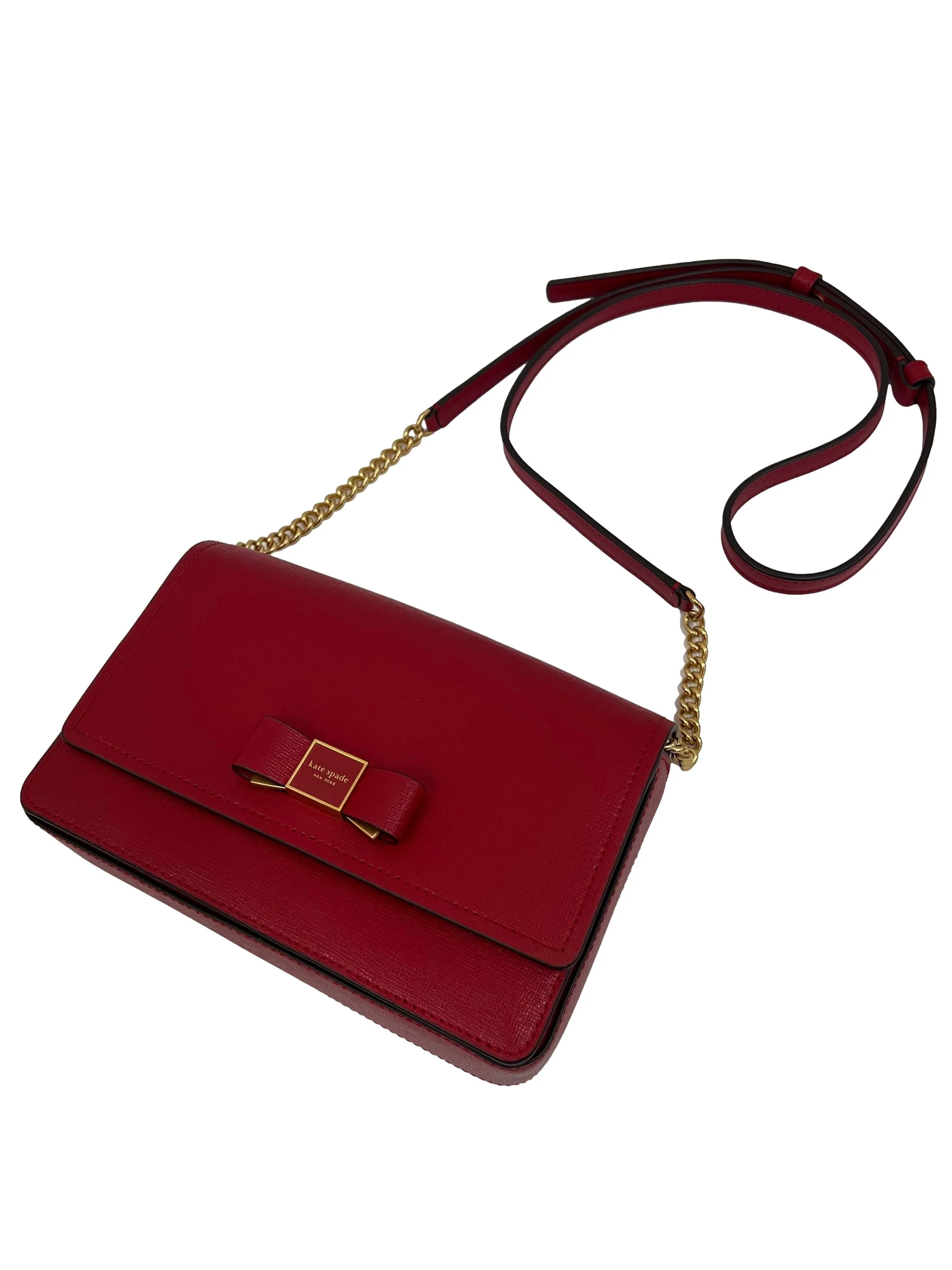 Red Morgan Bow Embellished Flap Chain Wallet - Image 3