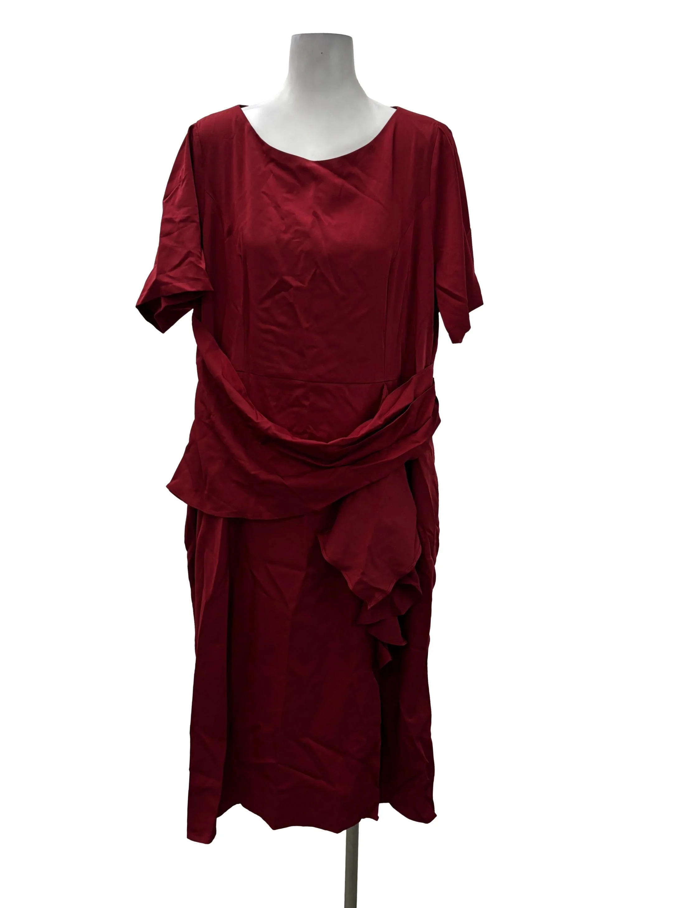 Red Roundneck Midi Dress