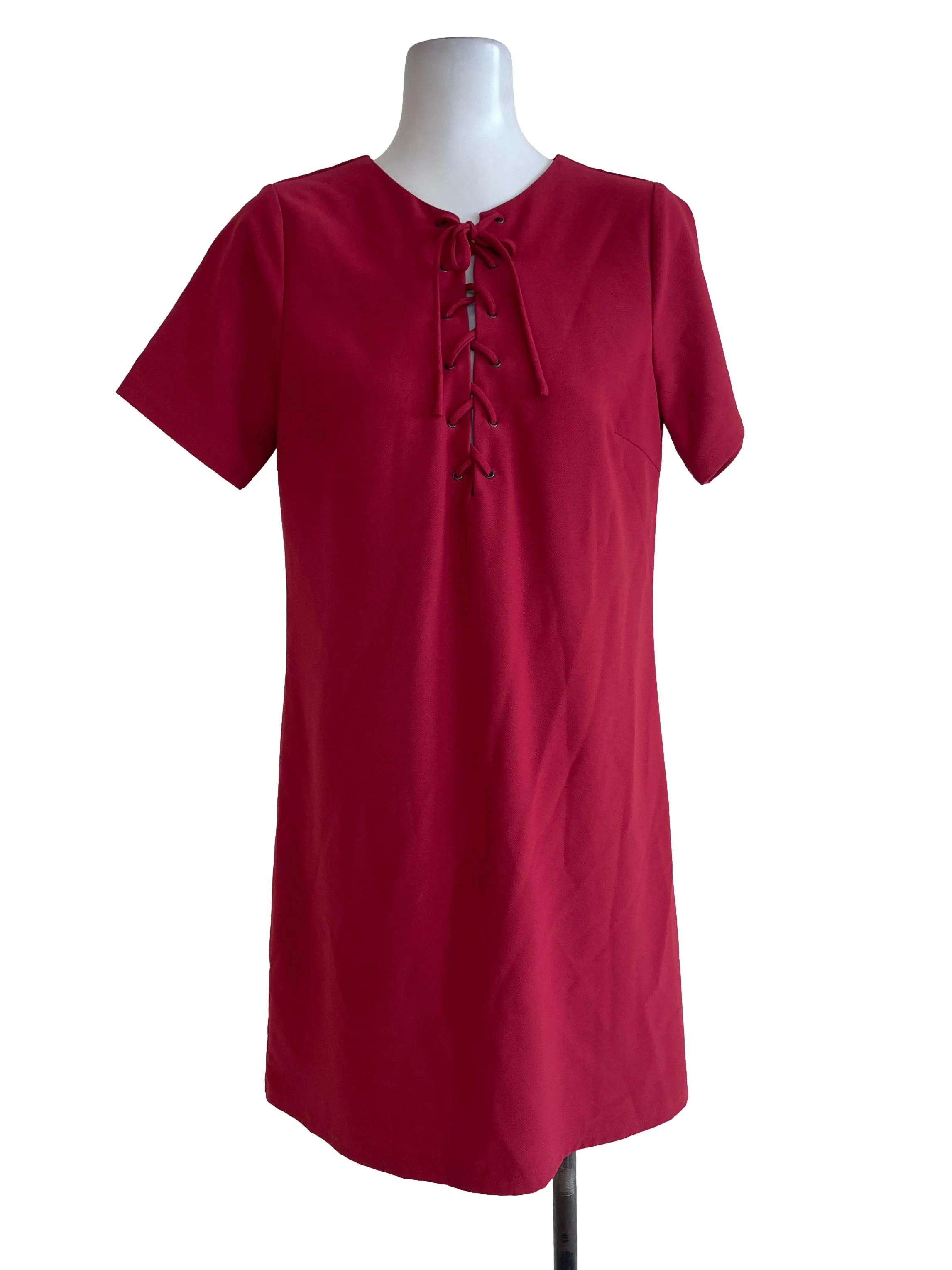 Red Tie Up Front Dress
