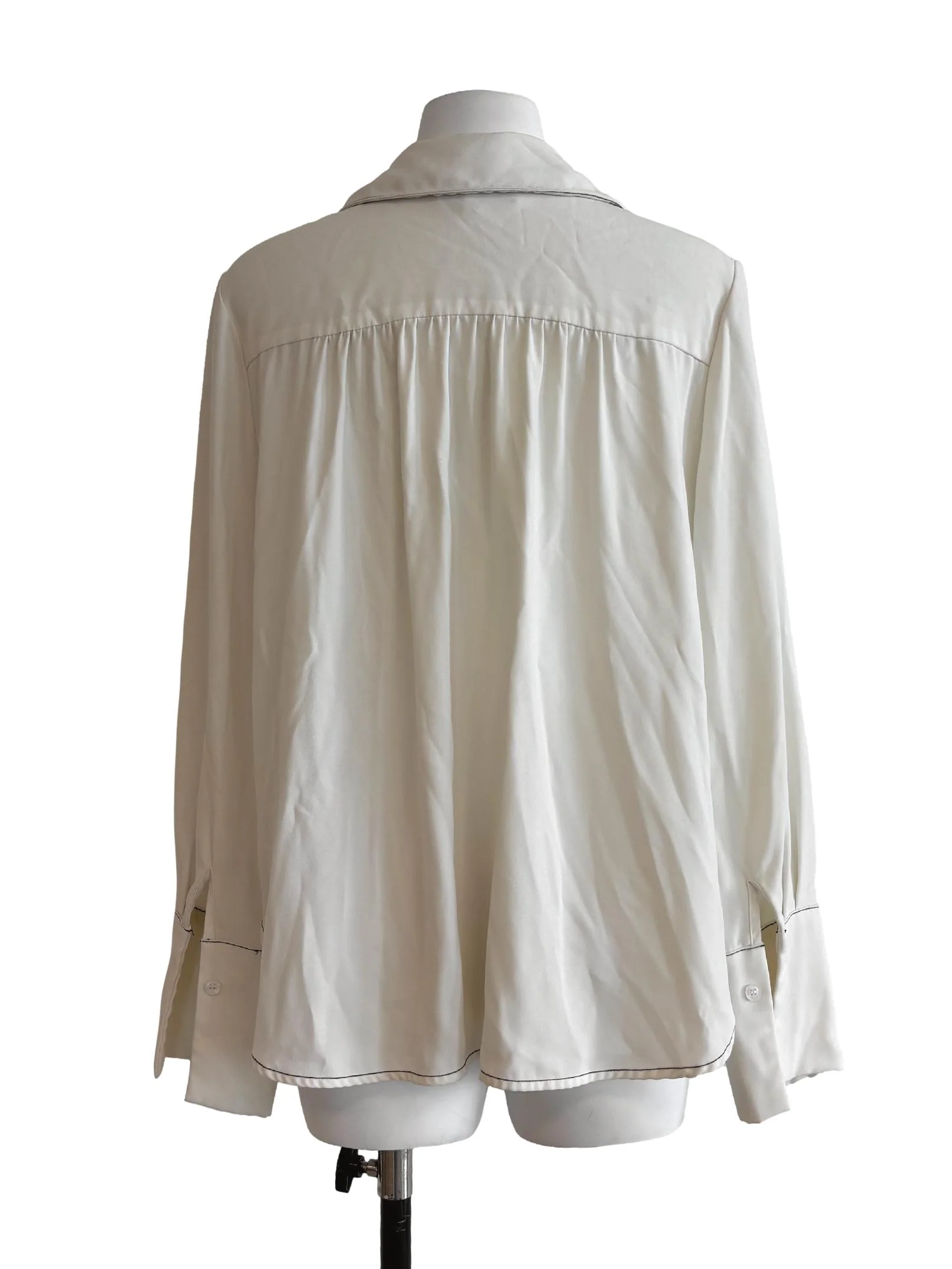 Rice White Buttoned Ribbon Top - Image 2