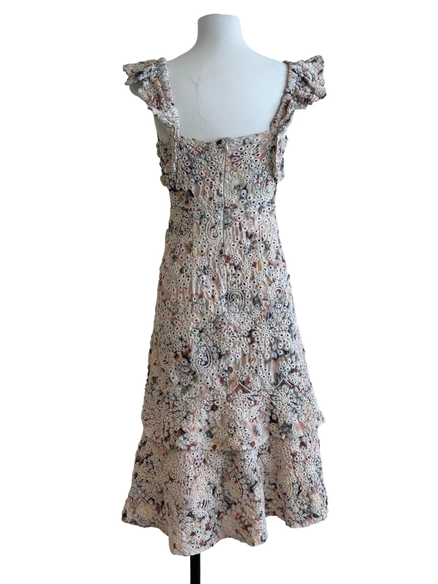 Rice White Floral Tiered Dress - Image 2