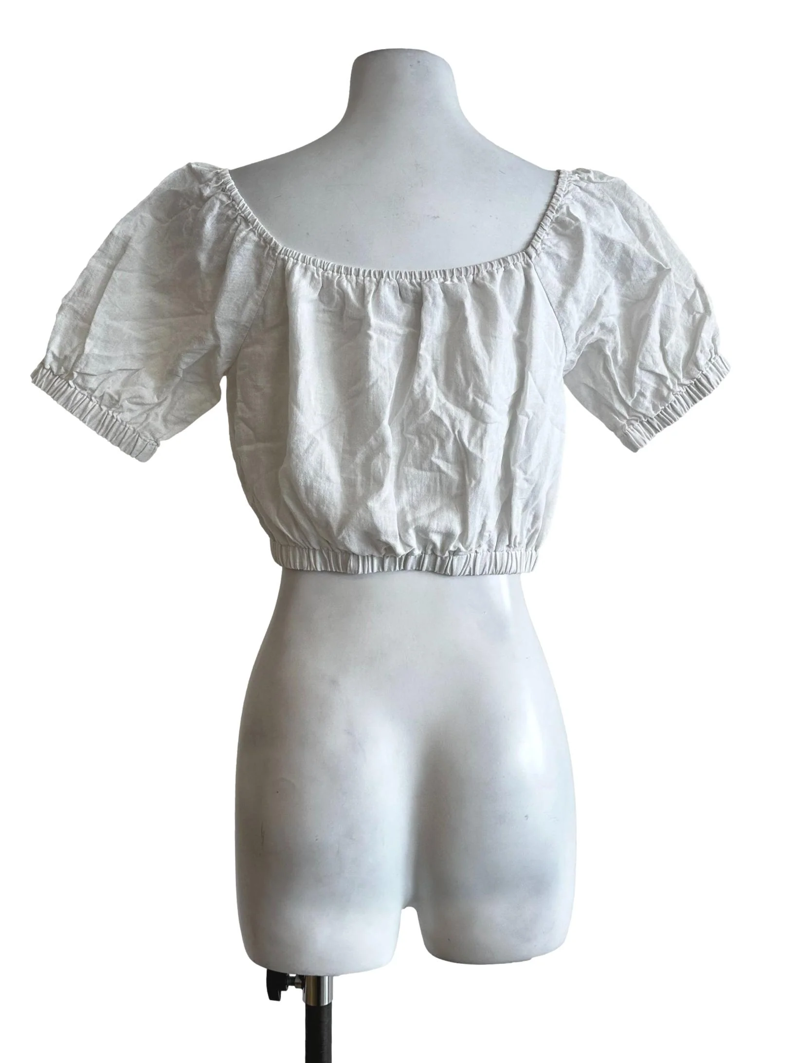 Rice White Square Neckline Crop Top - Image 2