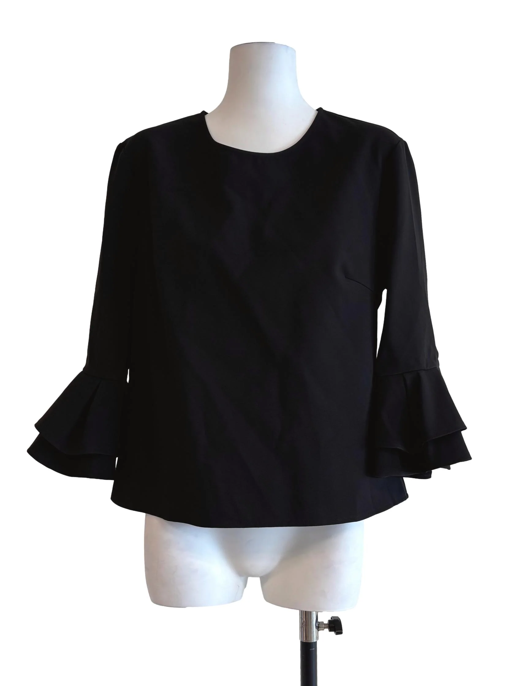 Rich Black Bell Sleeve Blouse LB